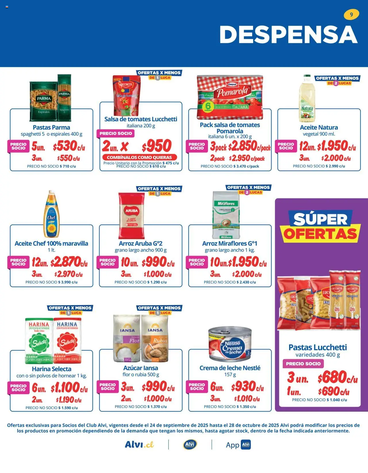 Alvi catálogo │ válido desde el 01.10.2025 | Página: 9 | Productos: Harina, Azucar, Aceite, Crema