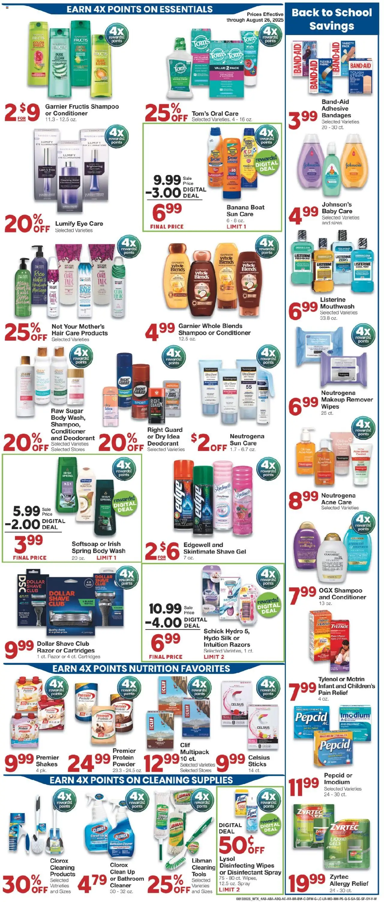 United Supermarkets Weekly Ad - valid from 12.08.2025 | Page: 4 | Products: Green Tea, Powder, Mouthwash, Shave Gel