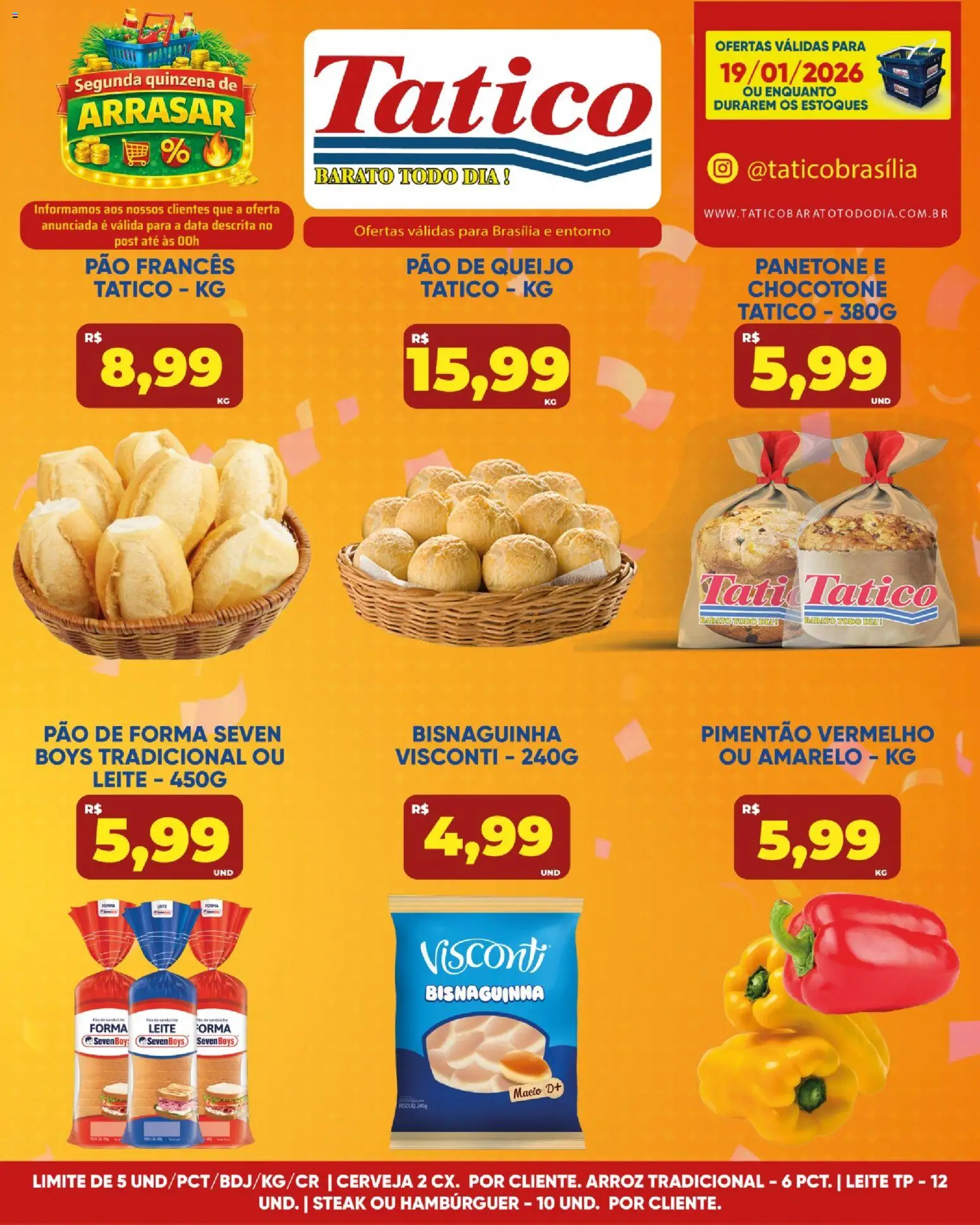 Tatico Folheto - válido de 19.01.2026 | Página: 5 | Produtos: Pimentão, Pão de forma, Hambúrguer, Panetone