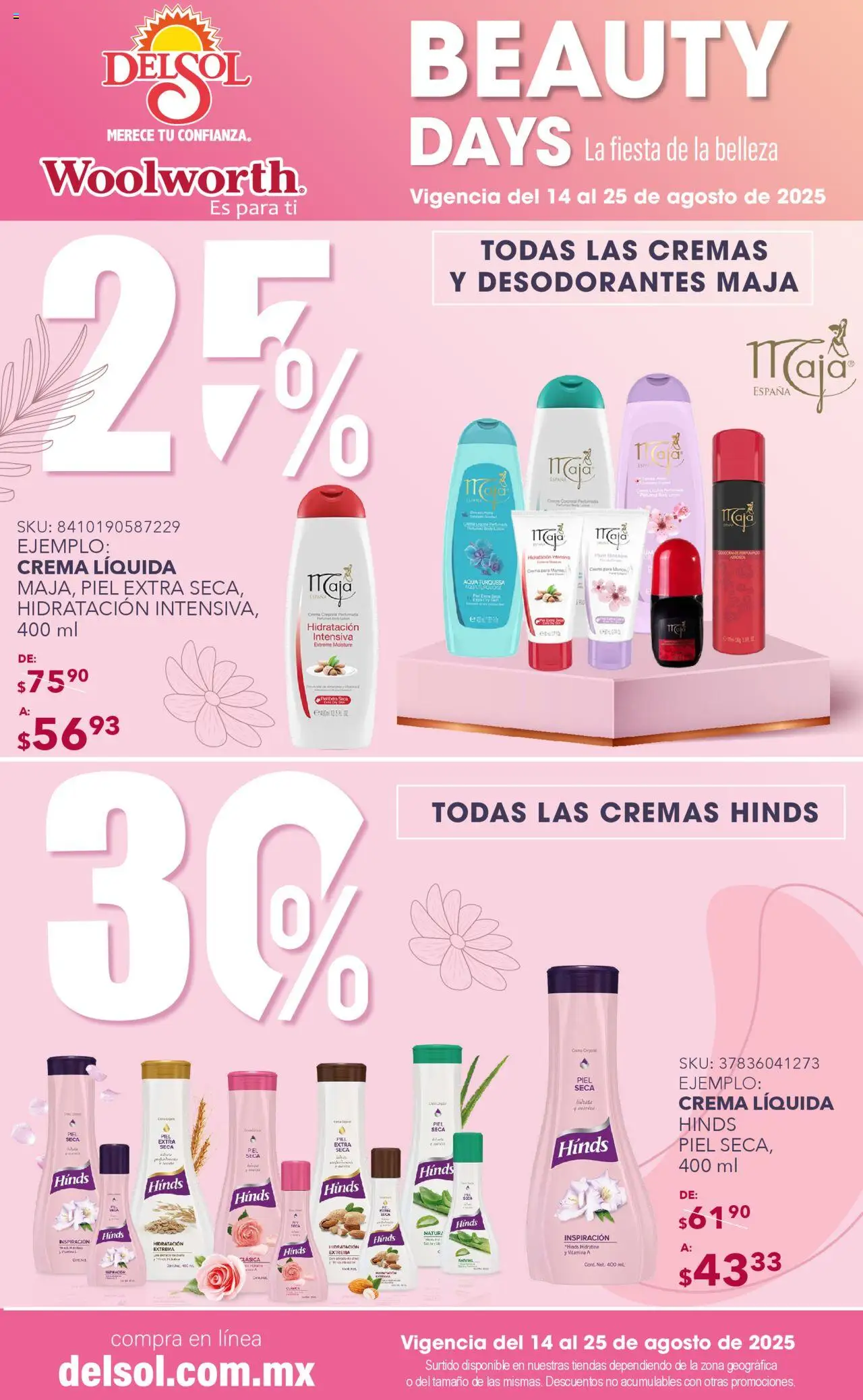 Nuevas ofertas de Del Sol y Woolworth válidas en toda la República Mexicana desde el 14.08.2025. ¡Encuentra las mejores ofertas en Del Sol y Woolworth - Catálogo La Fiesta de la Belleza - Pasillo Grisi Agosto! | Página: 6 | Productos: Crema, Body, Crema corporal