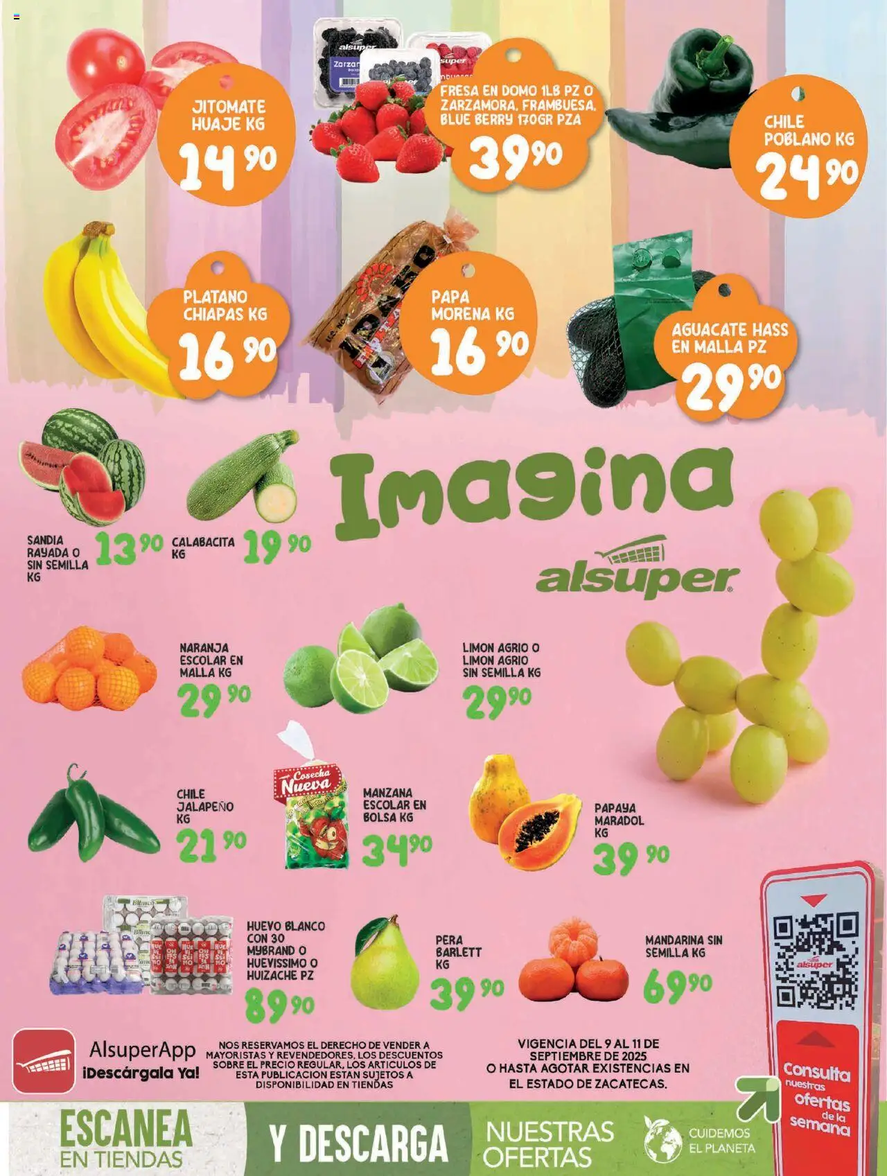 Nuevas ofertas de Alsuper válidas en toda la República Mexicana desde el 09.09.2025. ¡Encuentra las mejores ofertas en Alsuper - Folleto - Zacatecas! | Página: 1 | Productos: Plátano, Pera, Manzana, Huevo