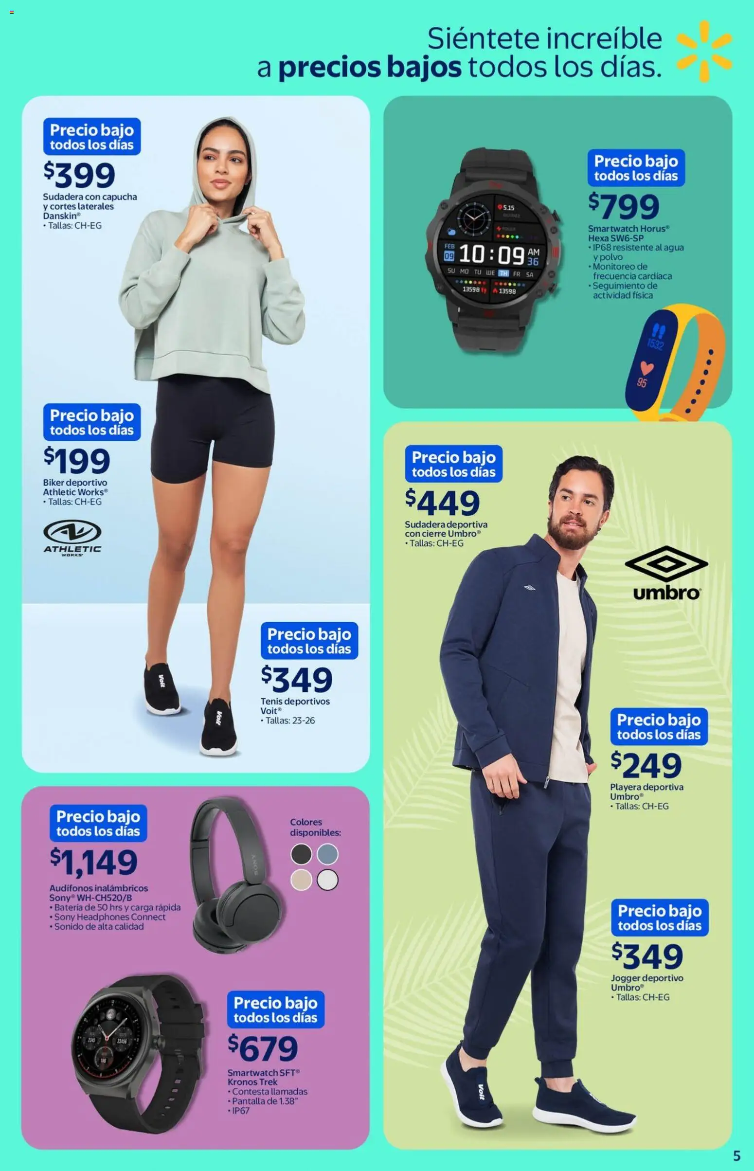 Nuevas ofertas de Walmart válidas en toda la República Mexicana desde el 01.01.2026. ¡Encuentra las mejores ofertas en Walmart folleto Siéntete increíble! | Página: 5 | Productos: Tenis, Playera, Batería, Polvo