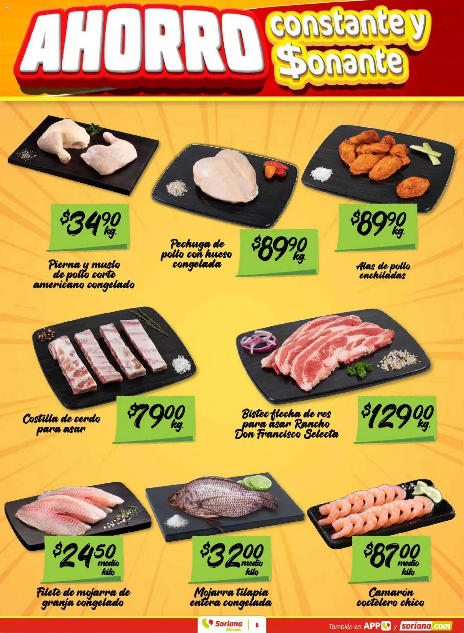 Nuevas ofertas de Soriana válidas en toda la República Mexicana desde el 16.01.2026. ¡Encuentra las mejores ofertas en Soriana - Fin de Semana Mercado: Saltillo y Torreón! | Página: 8 | Productos: Pollo, Cerdo, Res