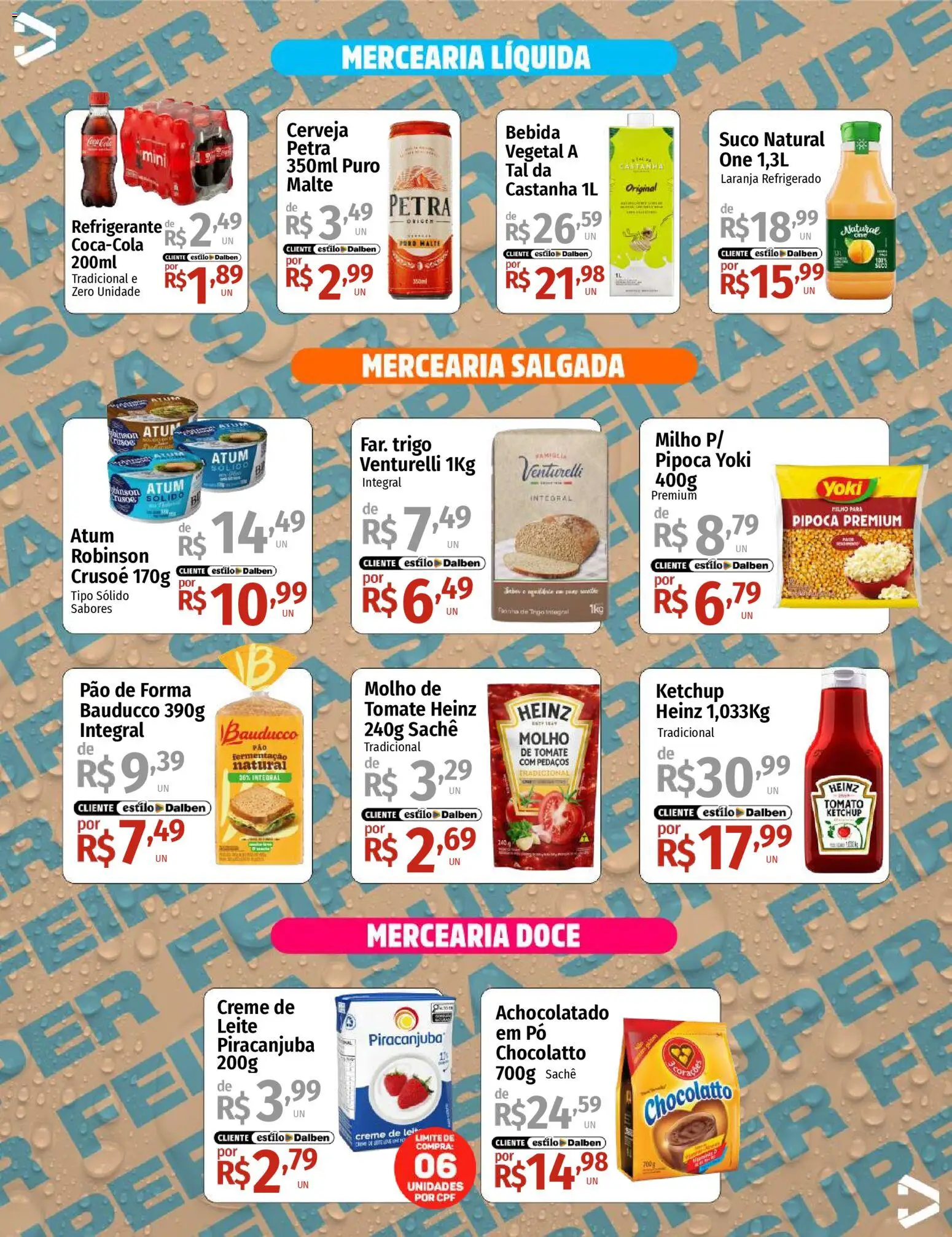 Supermercado Dalben Folheto - válido de 20.04.2026 | Página: 3 | Produtos: Achocolatado, Pão, Cerveja, Atum