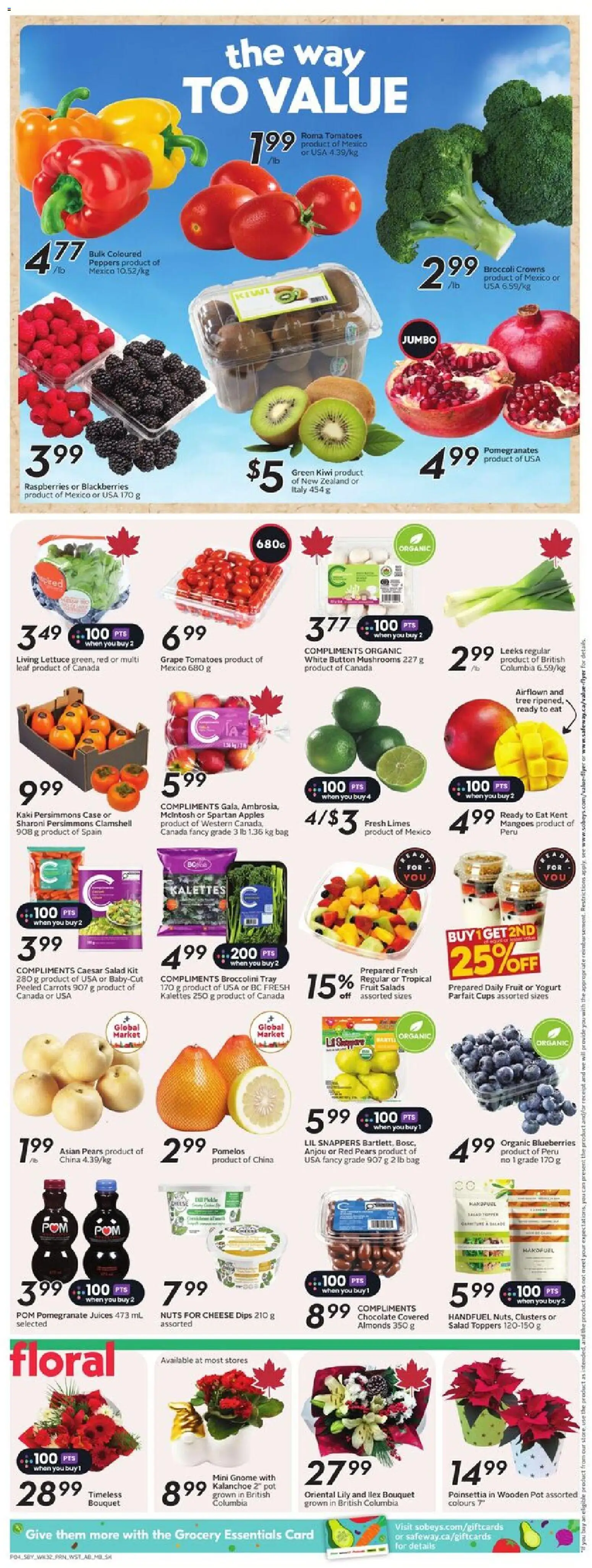 Safeway flyer valid from 04.12.2025 | Page: 7 | Products: Kiwi, Bag, Cheese, Tomatoes