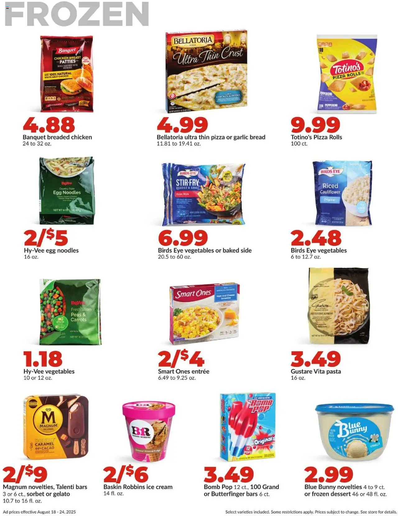 HyVee Weekly Ad - valid from 18.08.2025 | Page: 30 | Products: Pizza, Pasta, Vegetables, Garlic