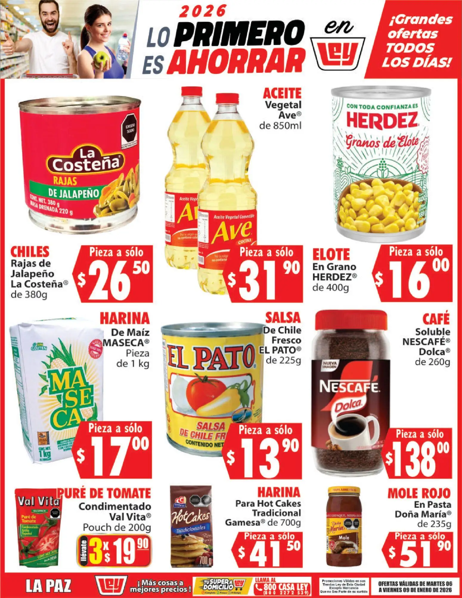 Nuevas ofertas de Casa Ley válidas en toda la República Mexicana desde el 06.01.2026. ¡Encuentra las mejores ofertas en Casa Ley folleto Lo Primero Es Ahorrar! | Página: 1 | Productos: Harina, Aceite, Café, Cocina
