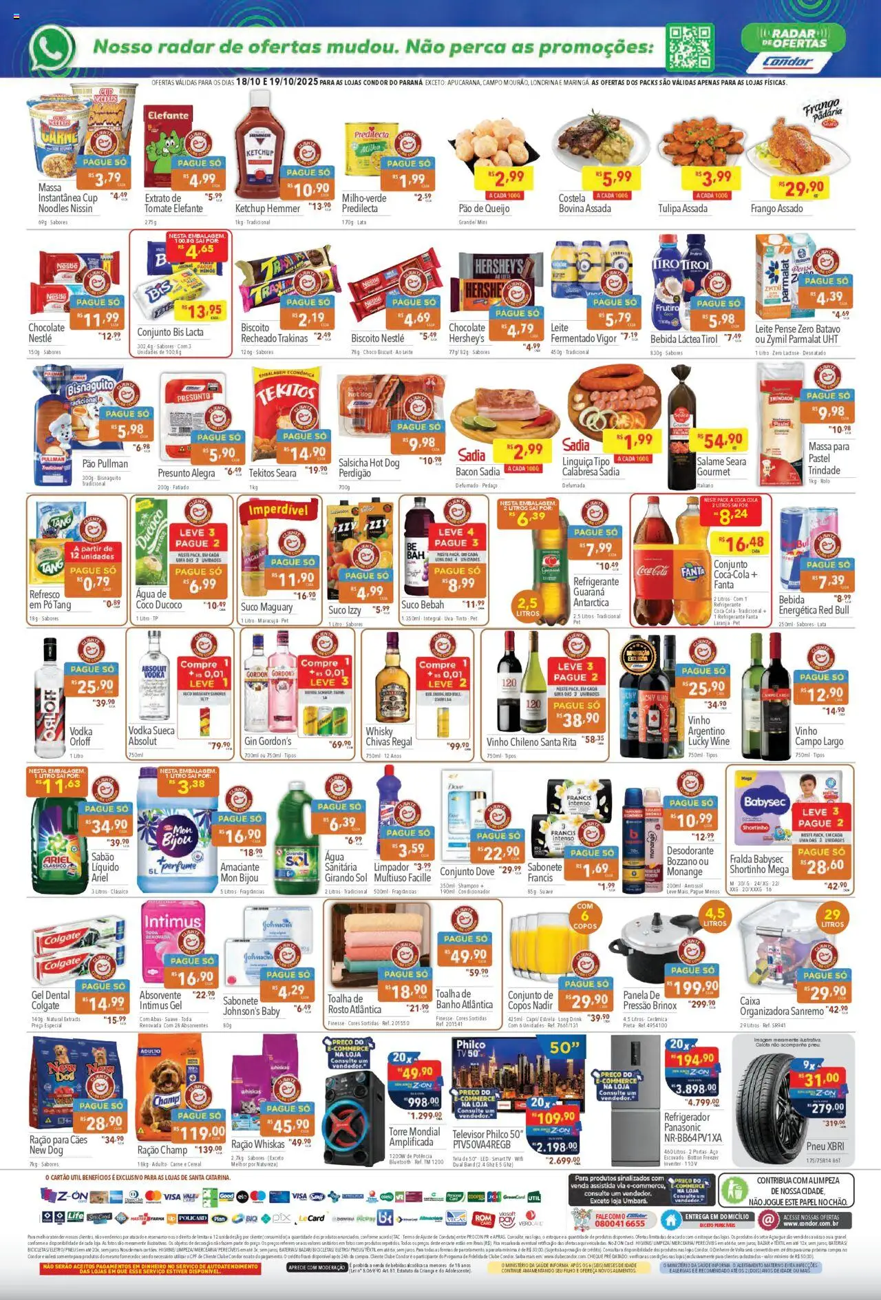 Supermercados Condor Folheto - válido de 18.10.2025 | Página: 2 | Produtos: Refrigerador, Pó, Gin, Bebida