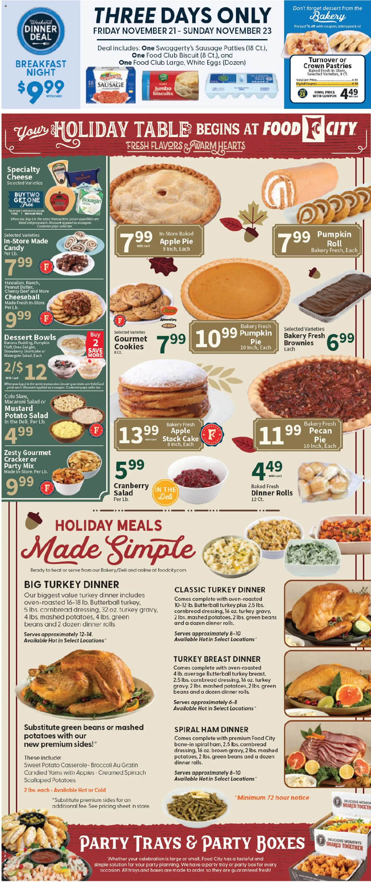 Food City Weekly Ad - valid from 19.11.2025 | Page: 2 | Products: Table, Eggs, Apple Pie, Sheet