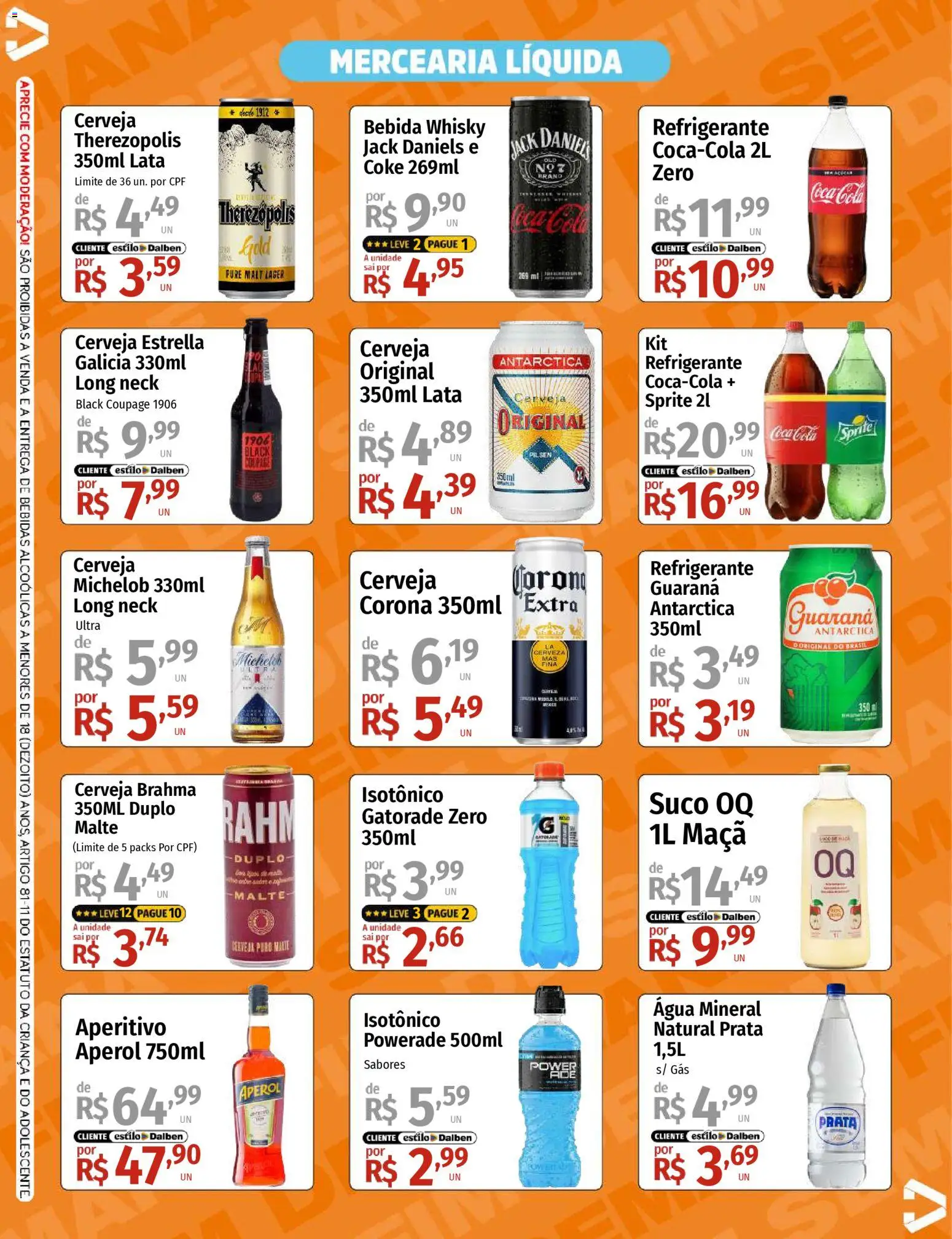 Supermercado Dalben Folheto - válido de 21.11.2025 | Página: 3 | Produtos: Cola, Bebida, Água mineral, Refrigerante