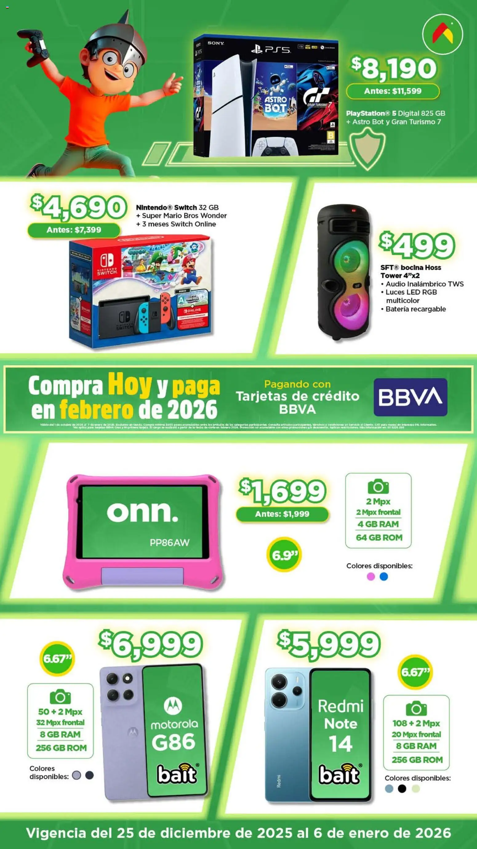 Nuevas ofertas de Bodega Aurrerá válidas en toda la República Mexicana desde el 25.12.2025. ¡Encuentra las mejores ofertas en Bodega Aurrerá folleto Juguetirama! | Página: 10 | Productos: Audio, Bocina, Batería