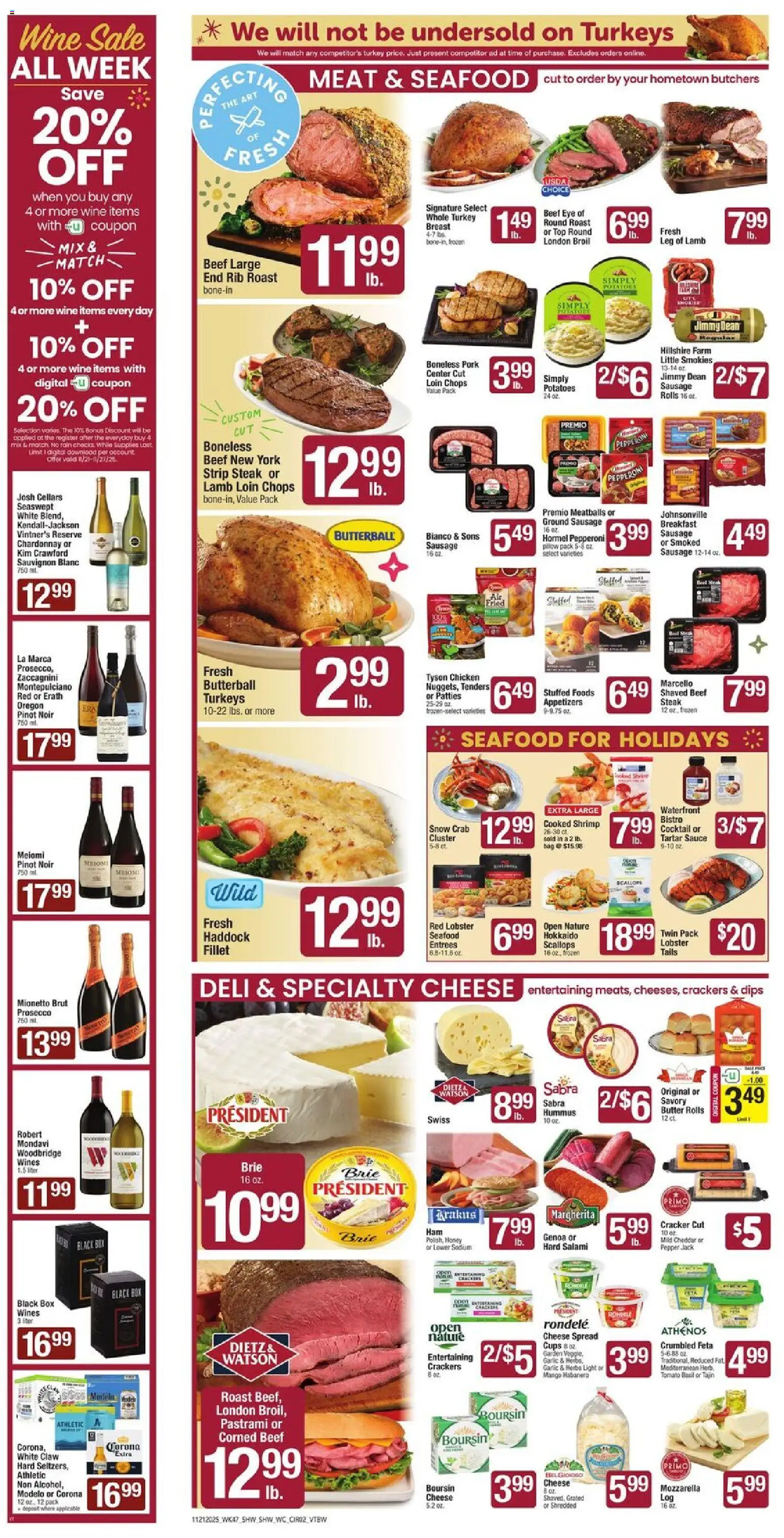 Shaw's Weekly Ad - VT - valid from 21.11.2025 | Page: 2 | Products: Wine, Pork, Potatoes, Sausage
