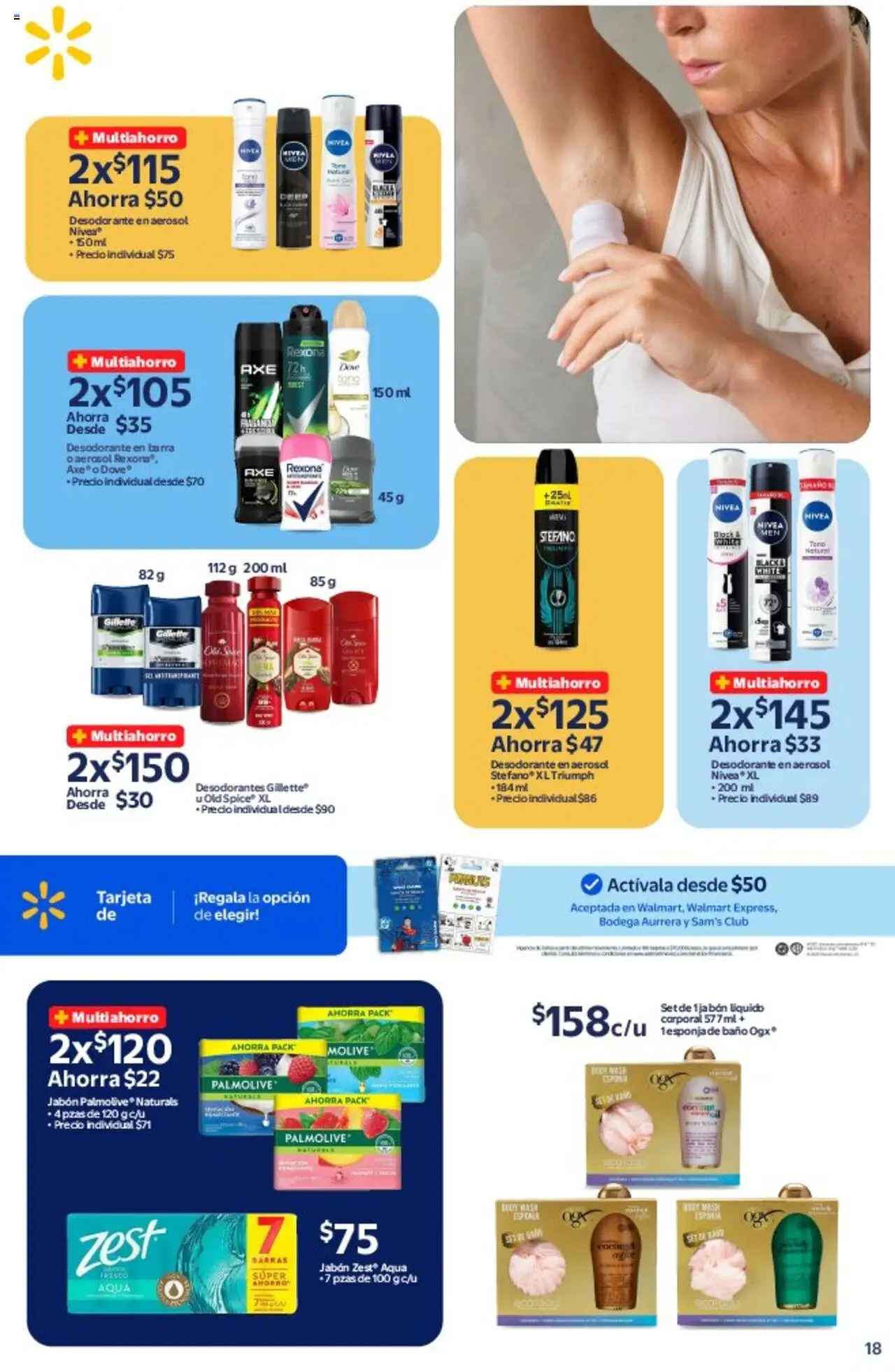 Nuevas ofertas de Walmart válidas en toda la República Mexicana desde el 14.10.2025. ¡Encuentra las mejores ofertas en Walmart - Folleto! | Página: 18 | Productos: Desodorante, Jabón líquido, Esponja, Baño