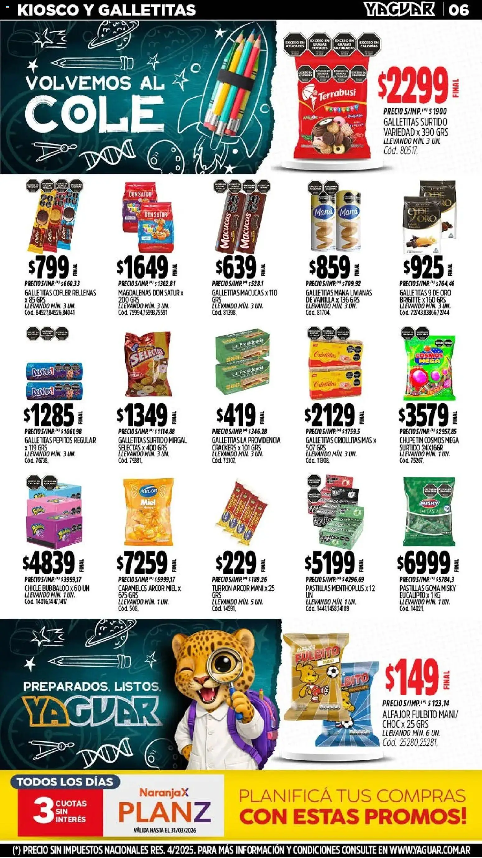Yaguar - Oferta Semanal Salta │ válido desde el 02.03.2026 | Página: 6 | Productos: Mani, Chicle, Alfajor, Turrón