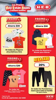 Nuevas ofertas de H-E-B válidas en toda la República Mexicana desde el 05.09.2025. ¡Encuentra las mejores ofertas en H-E-B - Folleto! | Página: 12 | Productos: Pantalones, Leggings, Ropa, Ropa interior