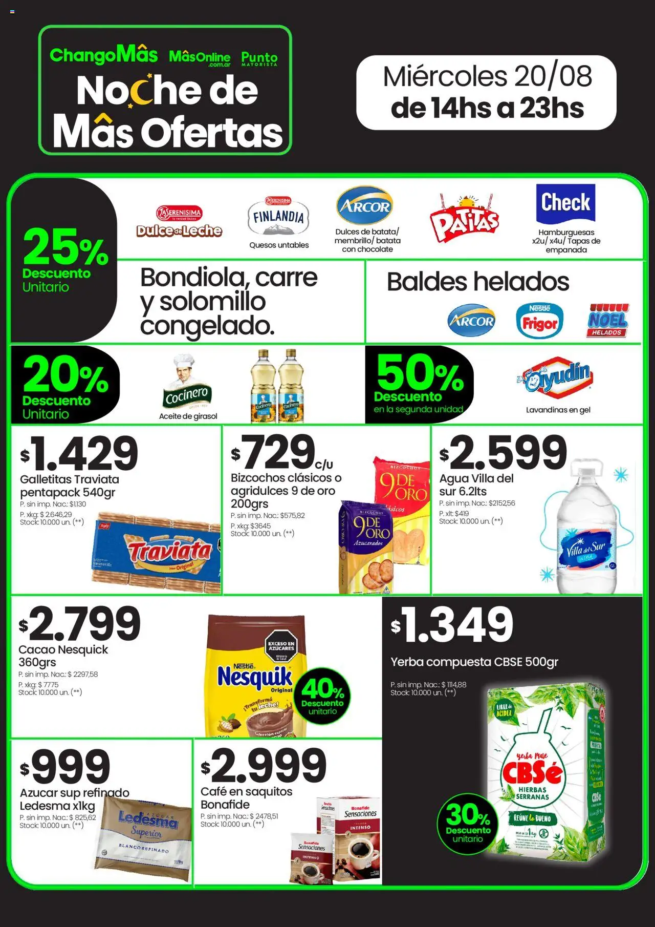 Changomas Noche de ofertas │ válido desde el 20.08.2025 | Página: 3 | Productos: Galletitas, Azucar, Leche, Chocolate