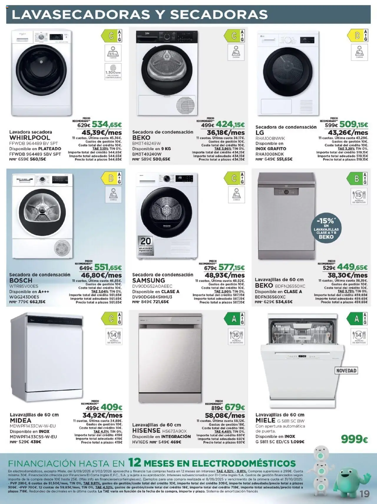 Nuevas ofertas de El Corte Inglés válidas en toda la República Mexicana desde el 06.10.2025. ¡Encuentra las mejores ofertas en El Corte Inglés - Catálogo Los Tecnoprecios! | Página: 19 | Productos: Secadora, Lavadora, Lavavajillas
