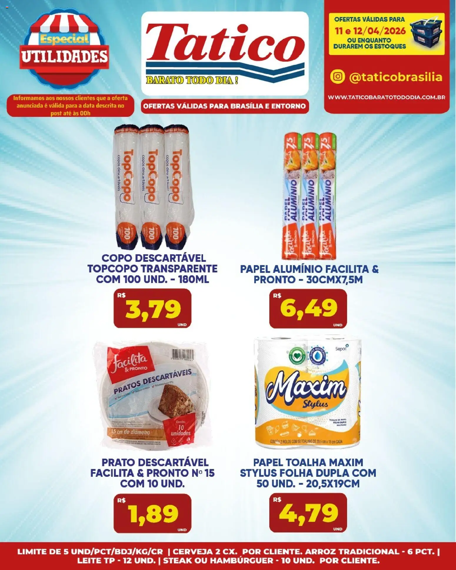 Tatico Folheto - válido de 11.04.2026 | Página: 27 | Produtos: Papel toalha, Copos descartáveis, Cerveja, Arroz