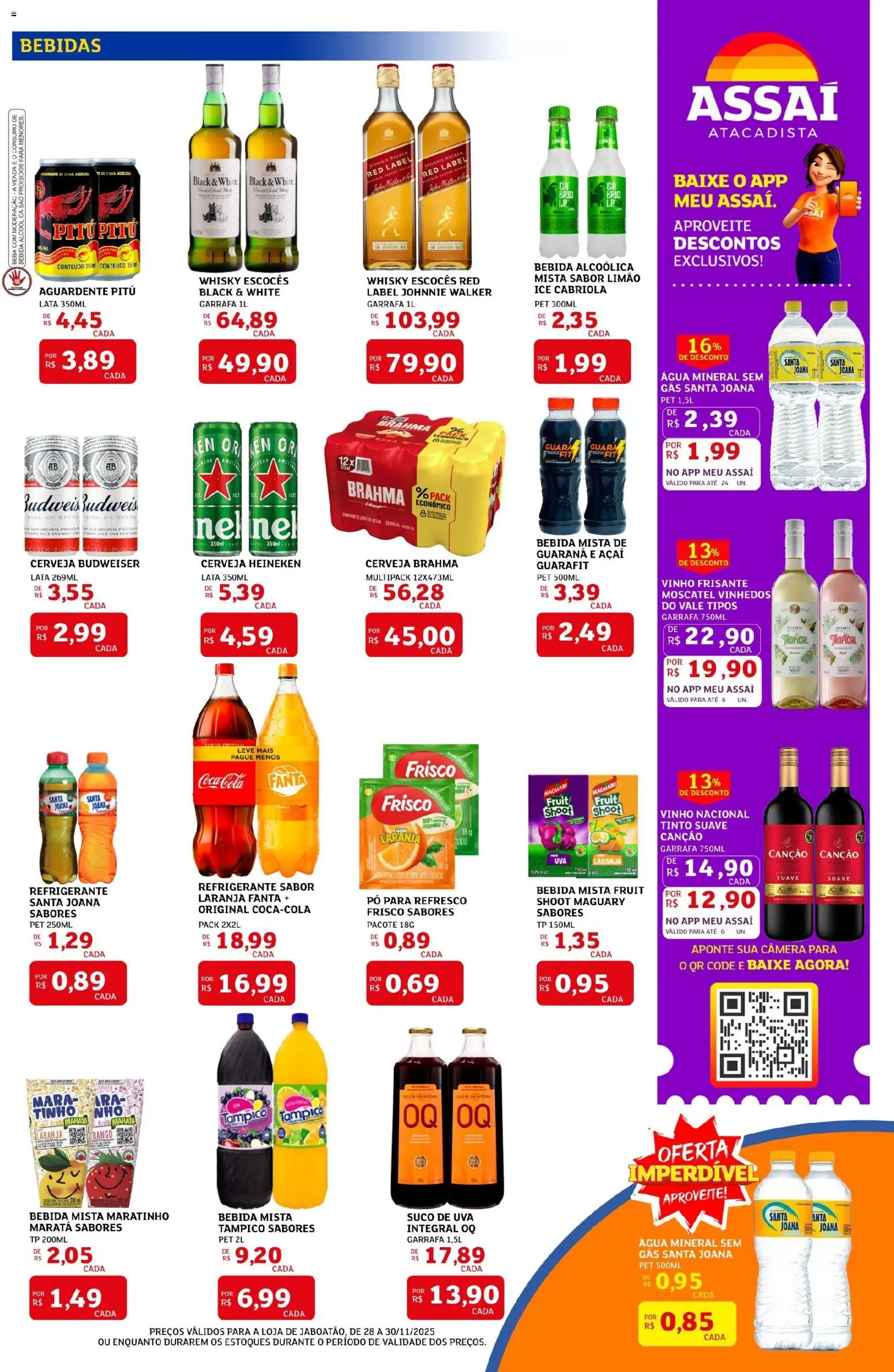 Assaí Atacadista Folheto - válido de 28.11.2025 | Página: 3 | Produtos: Whisky, Suco, Heineken, Água mineral