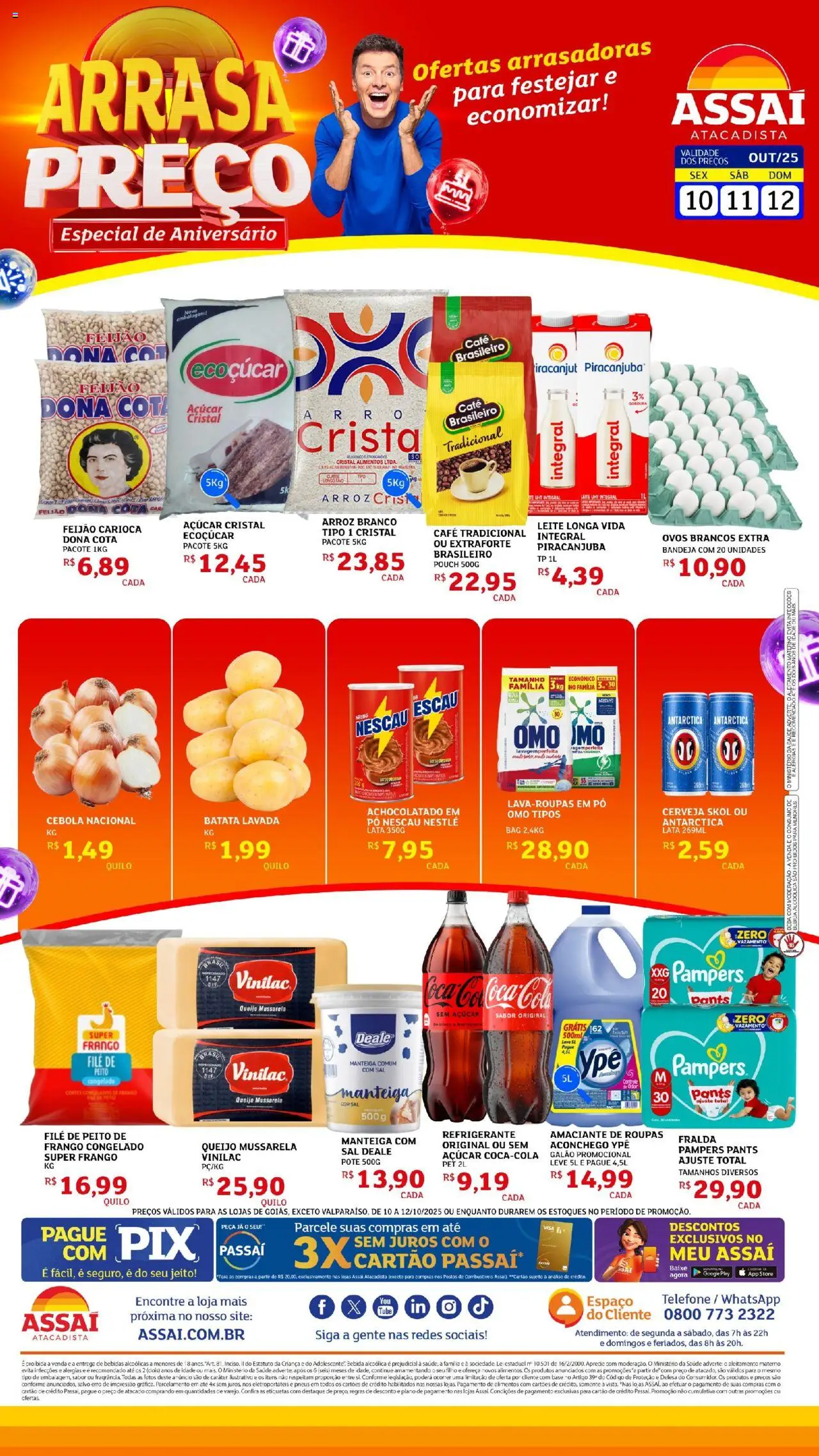 Assaí Atacadista Folheto - válido de 11.10.2025 | Página: 1 | Produtos: Cebola, Pó, Amaciante de roupas, Manteiga