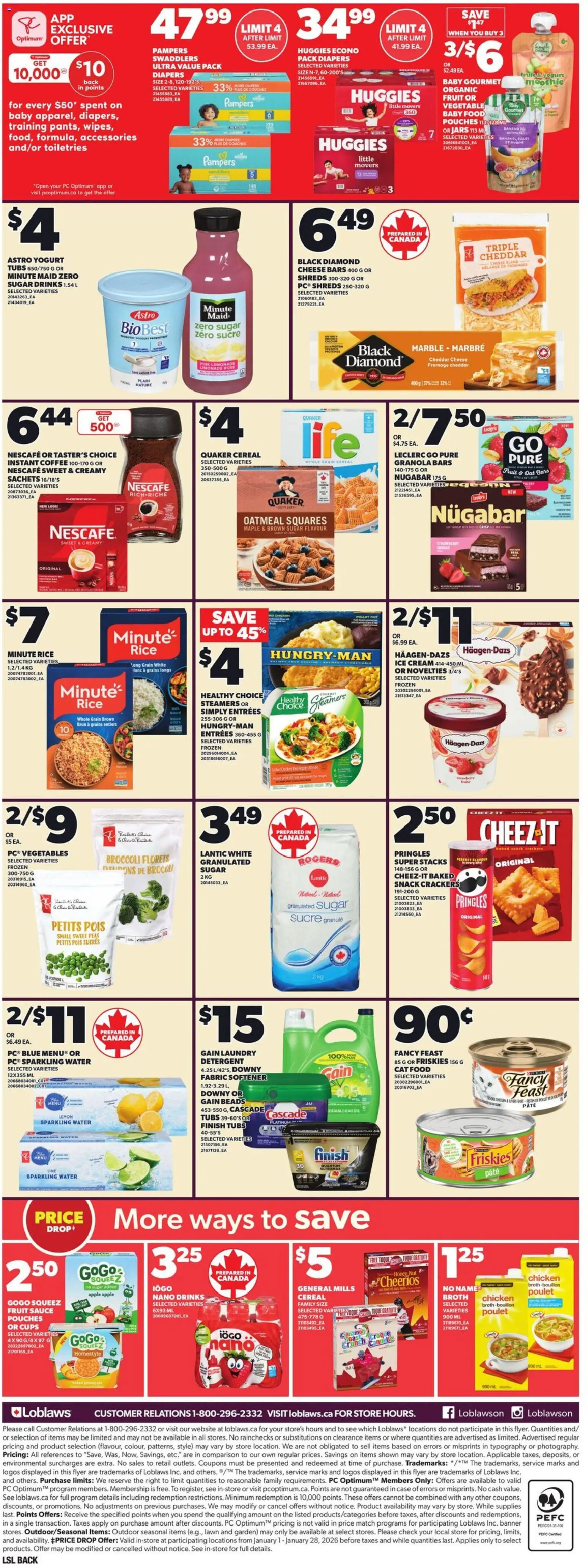Loblaws flyer valid from 15.01.2026 | Page: 4 | Products: Rice, Ice cream, PC, Fabric softener