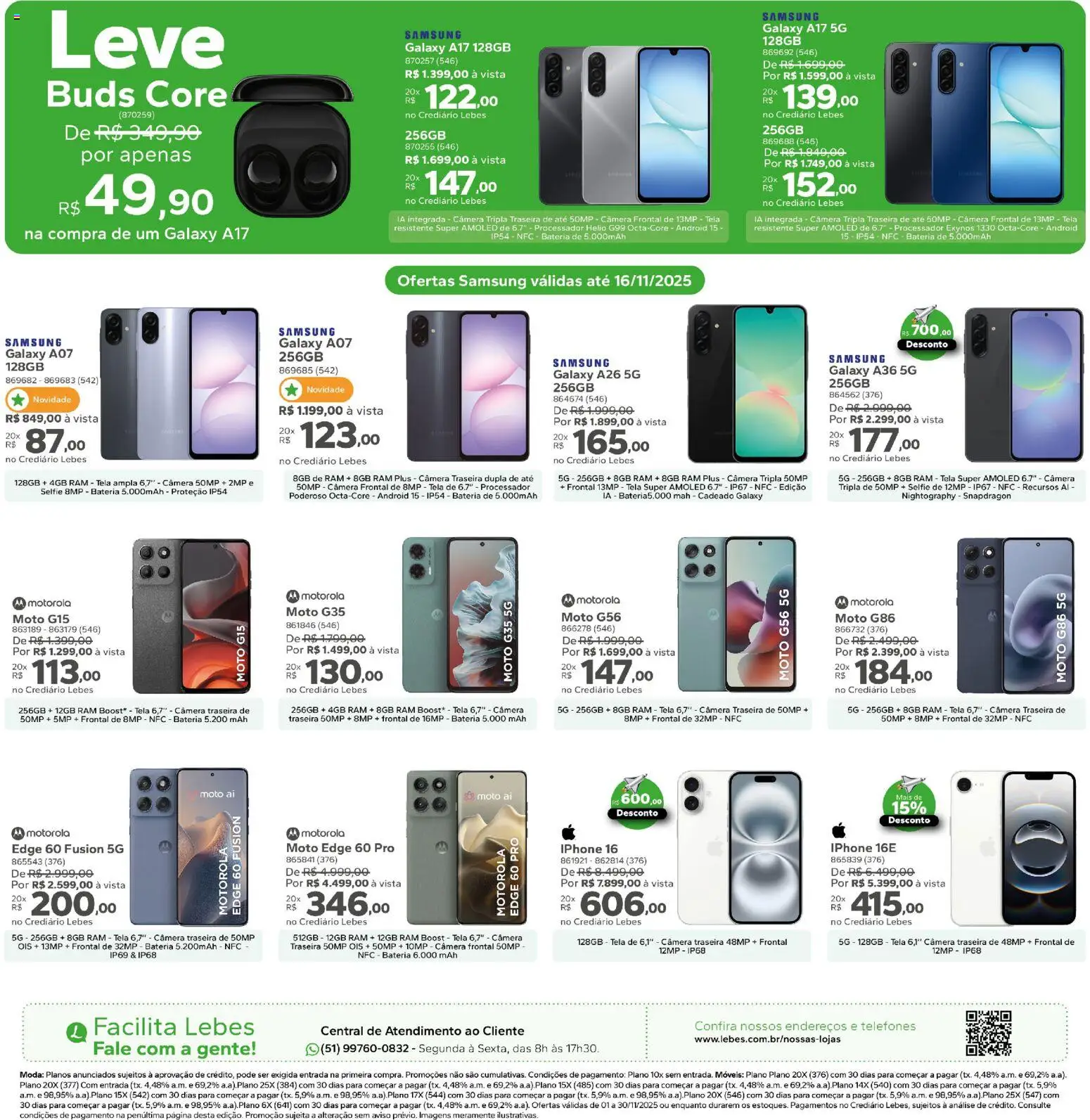 Lebes Folheto - válido de 01.11.2025 | Página: 16 | Produtos: Iphone, Processador, Tela, Câmera