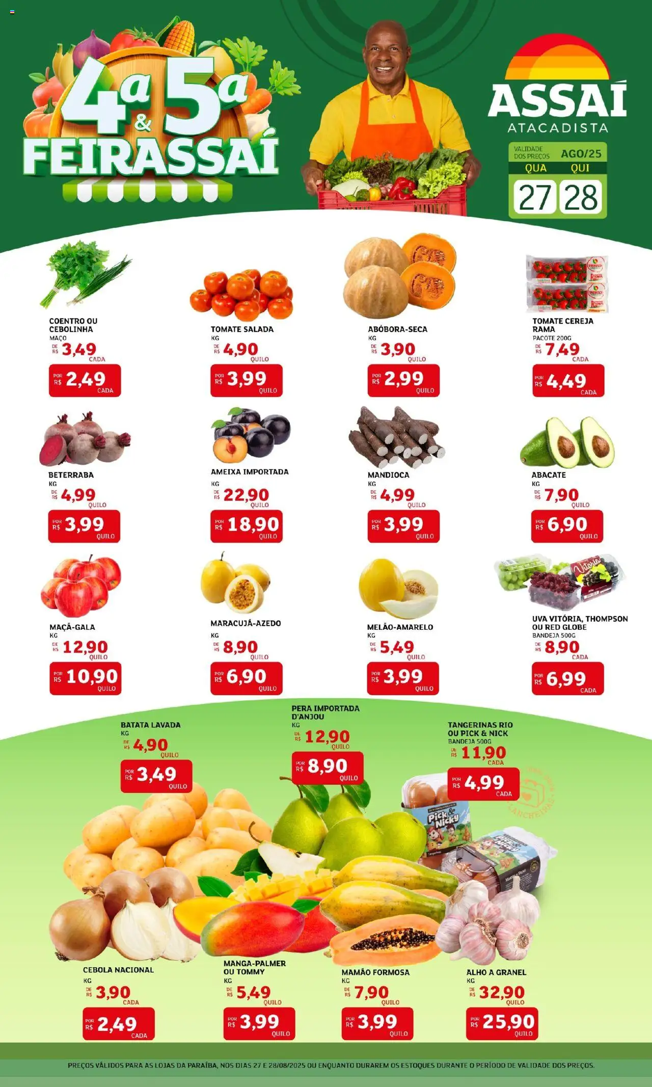 Assaí Atacadista Folheto - válido de 27.08.2025 | Página: 1 | Produtos: Alho, Beterraba, Bandeja, Mamão