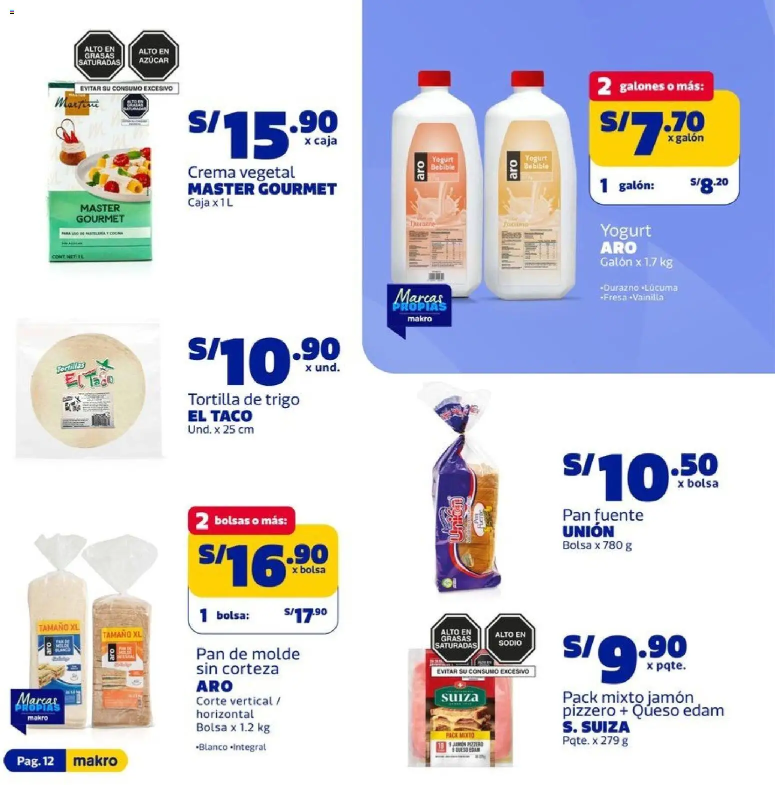 Catálogo Makro válido desde 09.04.2026 | Página: 12 | Productos: Caja, Pan, Jamón, Bolsa