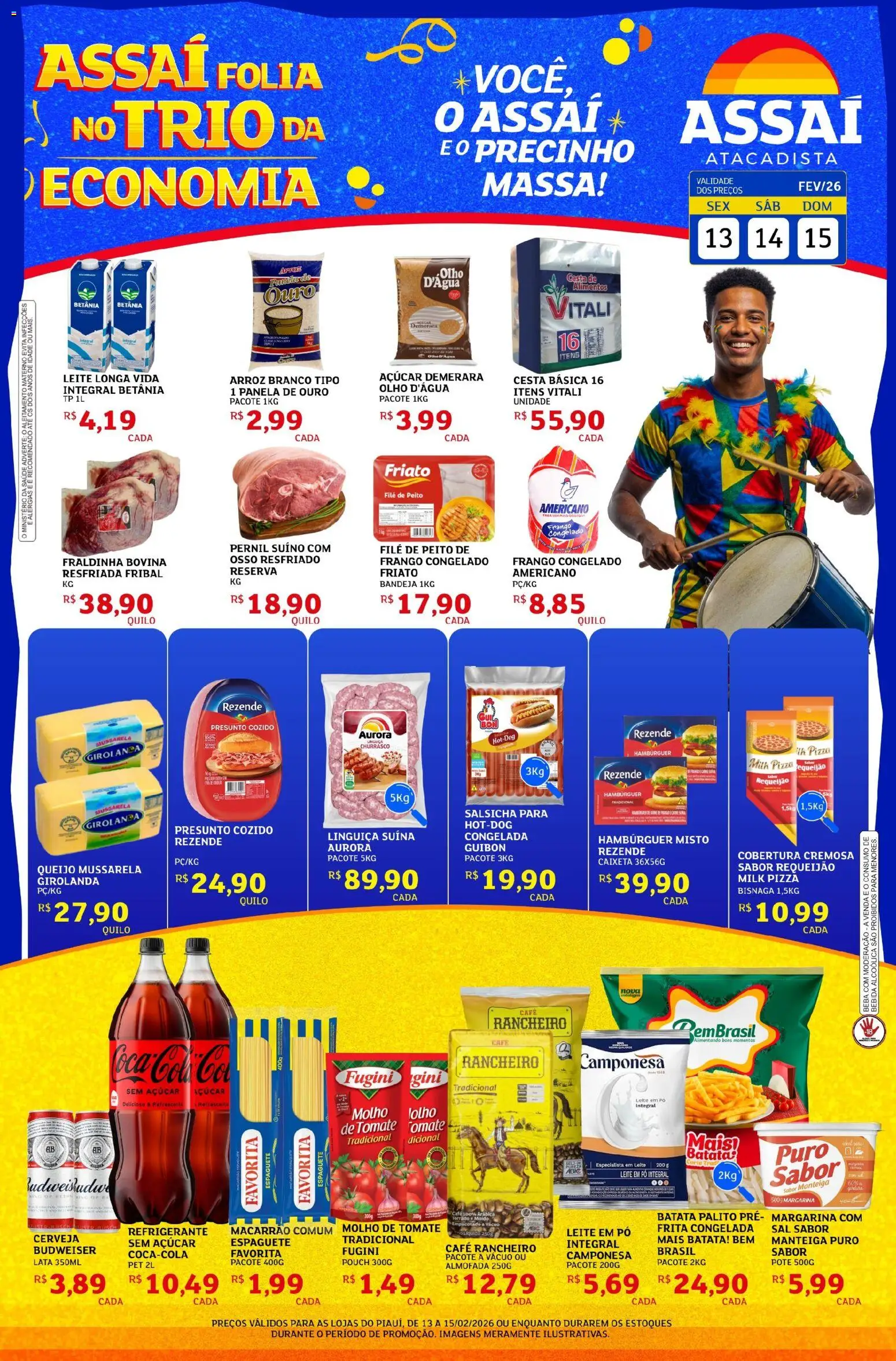 Assaí Atacadista Folheto - válido de 13.02.2026 | Página: 1 | Produtos: Molho de tomate, Presunto, Bandeja, Batata