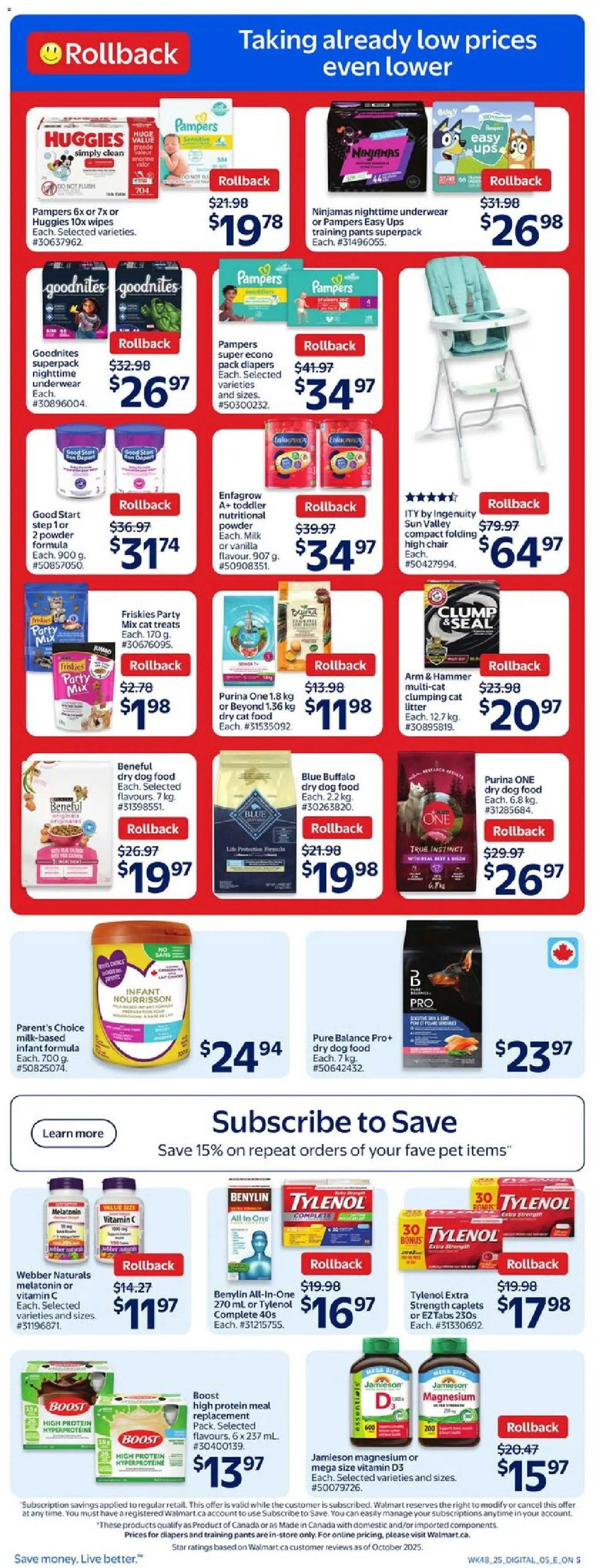 Walmart flyer valid from 25.12.2025 | Page: 6 | Products: Chair, Milk, Pants, Underwear