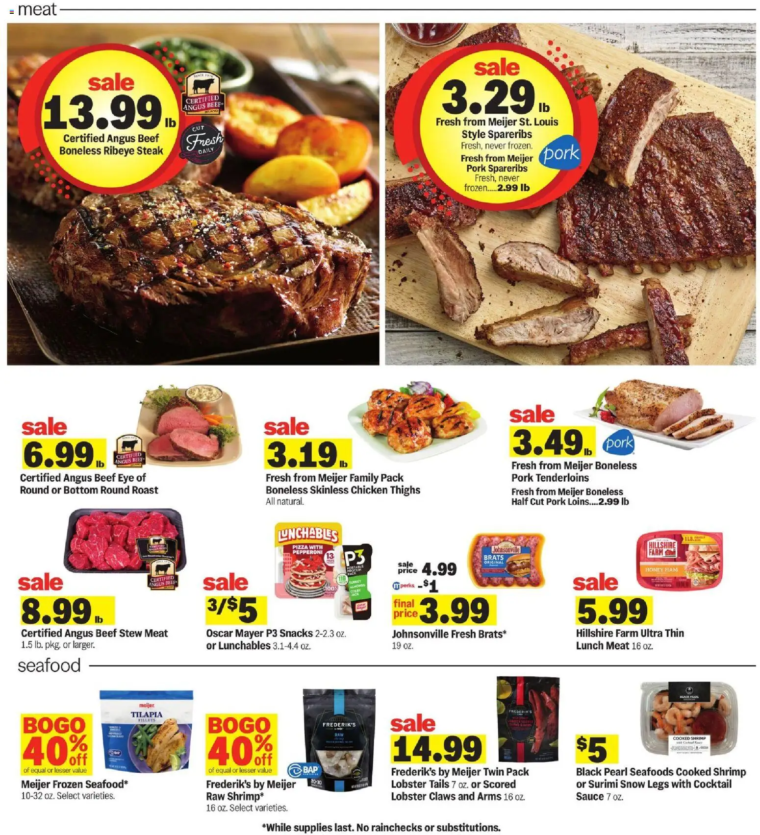 Meijer Weekly Ad - valid from 18.03.2026 | Page: 5 | Products: Ham, Pizza, Pork, Seafood