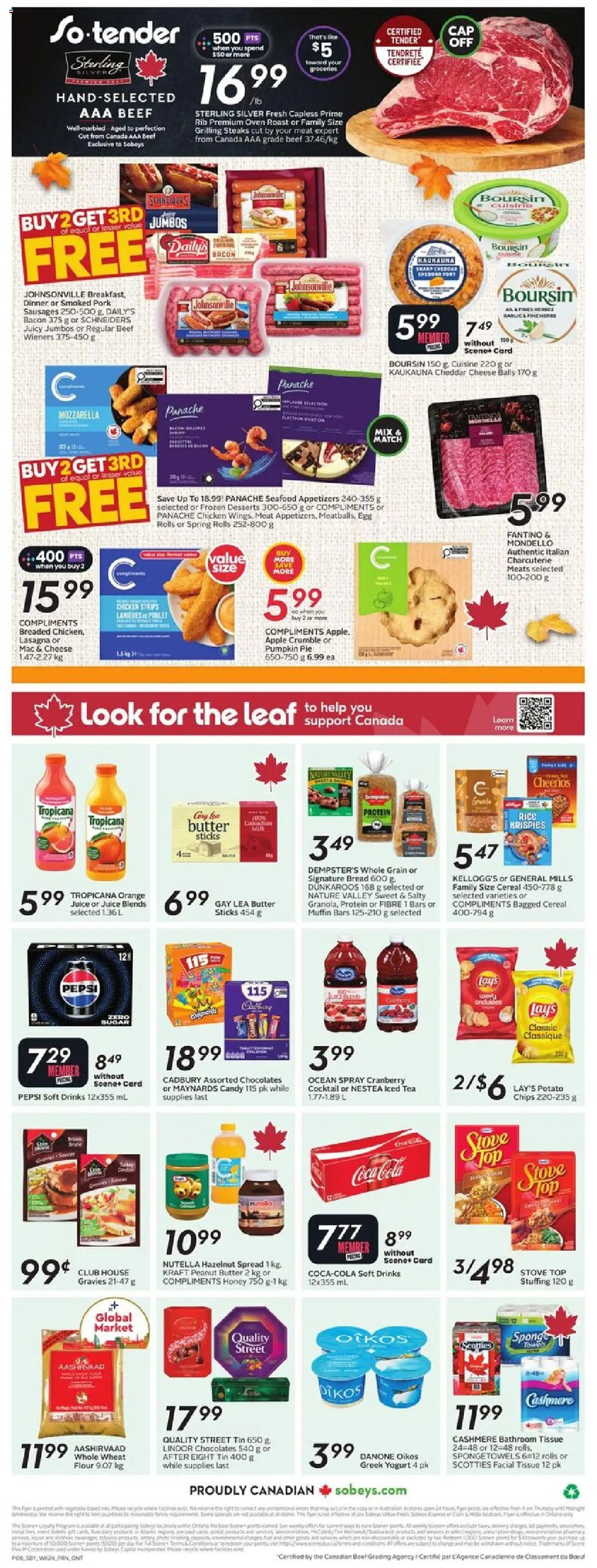 Sobeys flyer valid from 09.10.2025 | Page: 4 | Products: Rice, Yogurt, Pumpkin, Pork