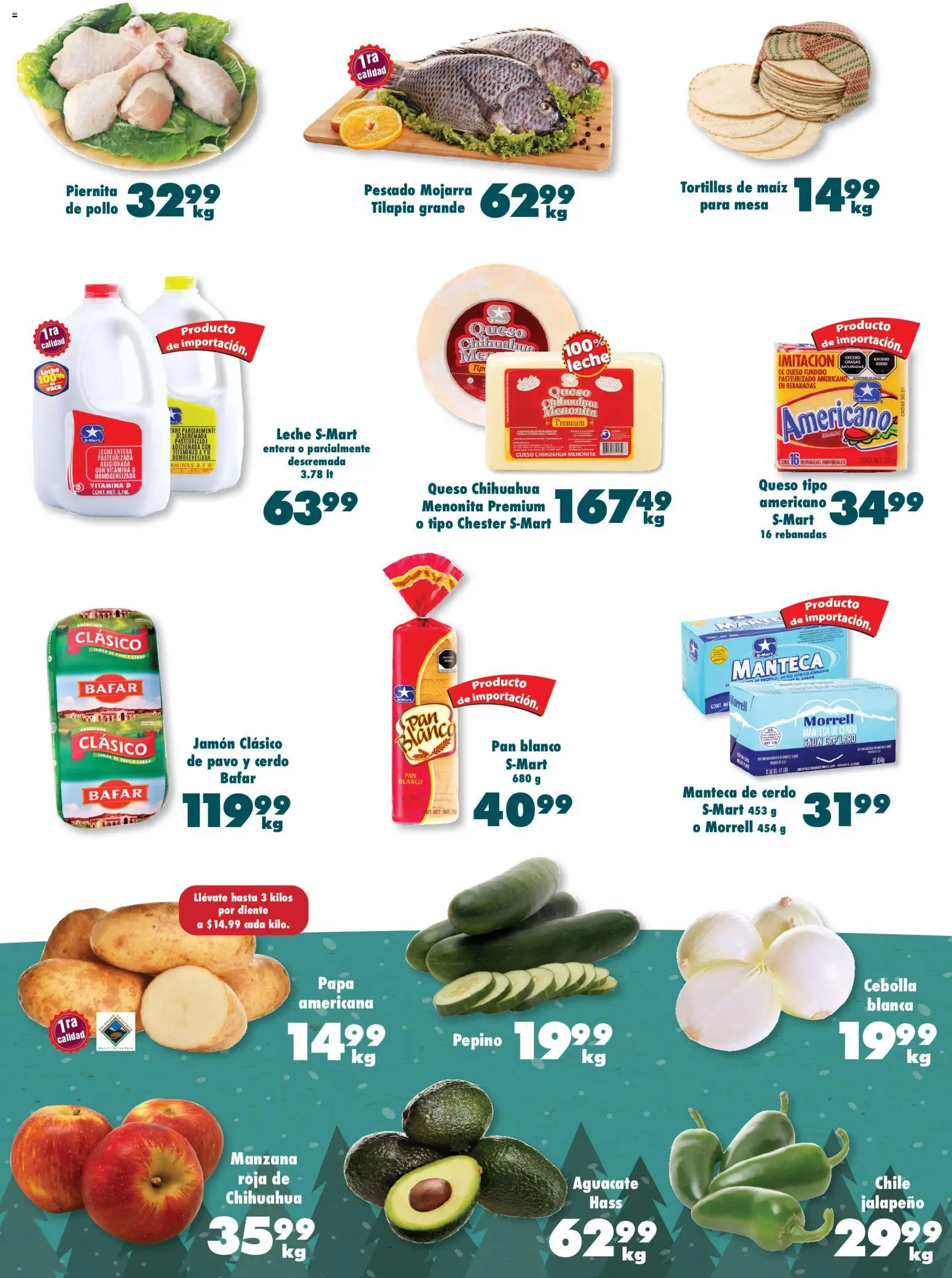 Nuevas ofertas de S-Mart válidas en toda la República Mexicana desde el 07.11.2025. ¡Encuentra las mejores ofertas en S-Mart folleto Juárez! | Página: 4 | Productos: Cebolla, Maíz, Leche, Aguacate
