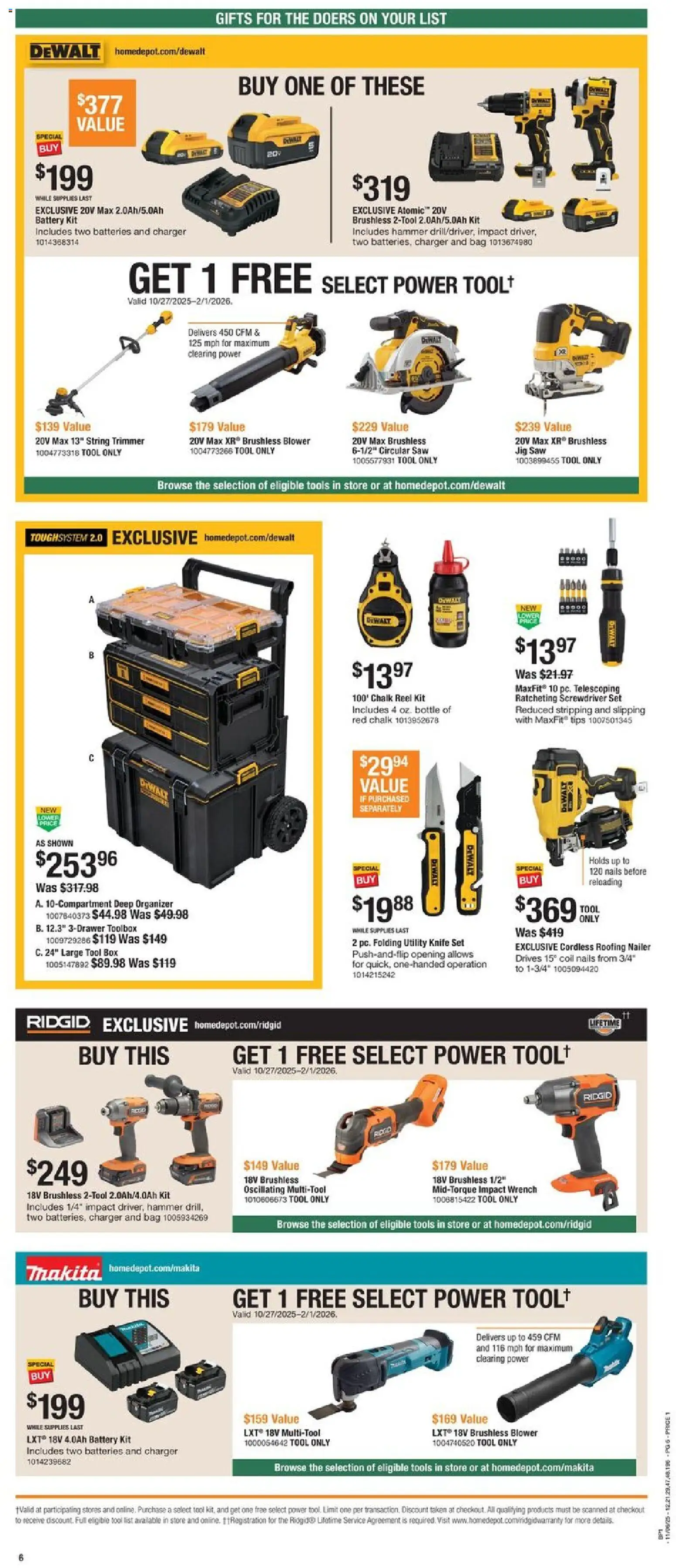 Home Depot Local Ad - CA - valid from 06.11.2025 | Page: 6 | Products: Utility Knife, Saw, Circular Saw, Blower