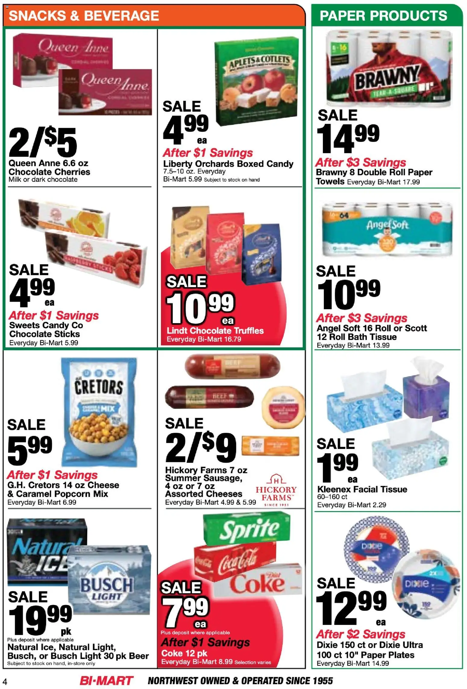 Bi-Mart Weekly Ad - valid from 11.11.2025 | Page: 4 | Products: Milk, Cheese, Chocolate, Beer