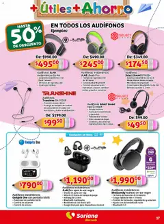 Nuevas ofertas de Soriana válidas en toda la República Mexicana desde el 14.08.2025. ¡Encuentra las mejores ofertas en Soriana - Más Útiles más Ahorro Mercado Nacional! | Página: 17 | Productos: Mp4, Audífonos, Té, Batería