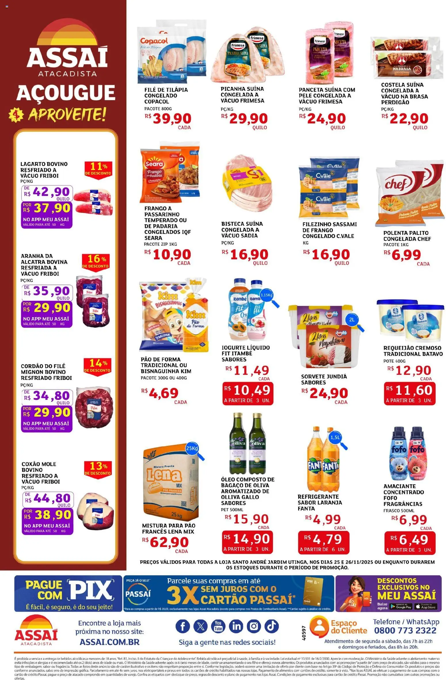 Assaí Atacadista Folheto - válido de 25.11.2025 | Página: 2 | Produtos: Fanta, Aranha da alcatra, Telefone, Requeijão