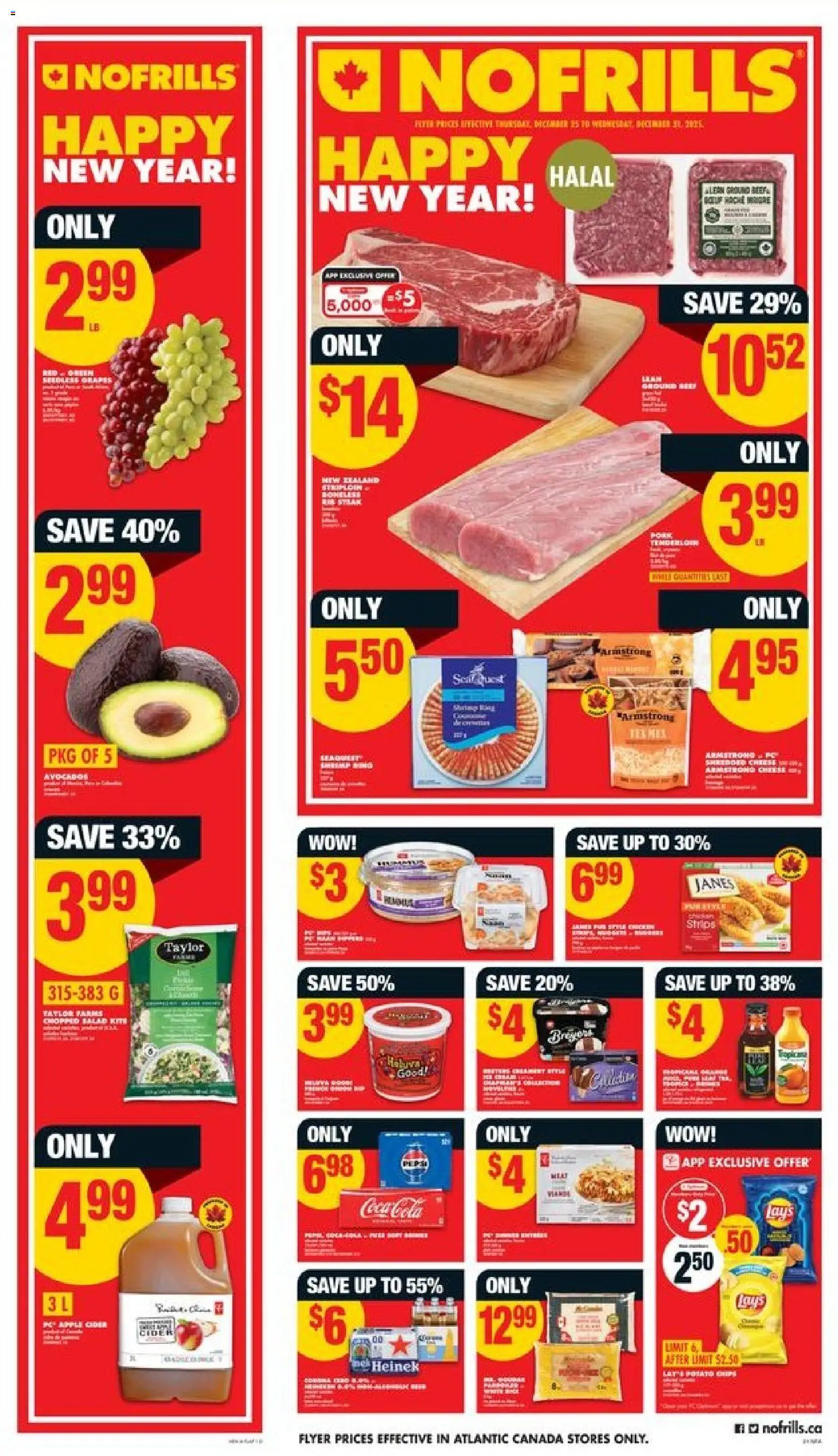 No Frills flyer valid from 25.12.2025 | Page: 1 | Products: Chips, Salad, Juice, Beer