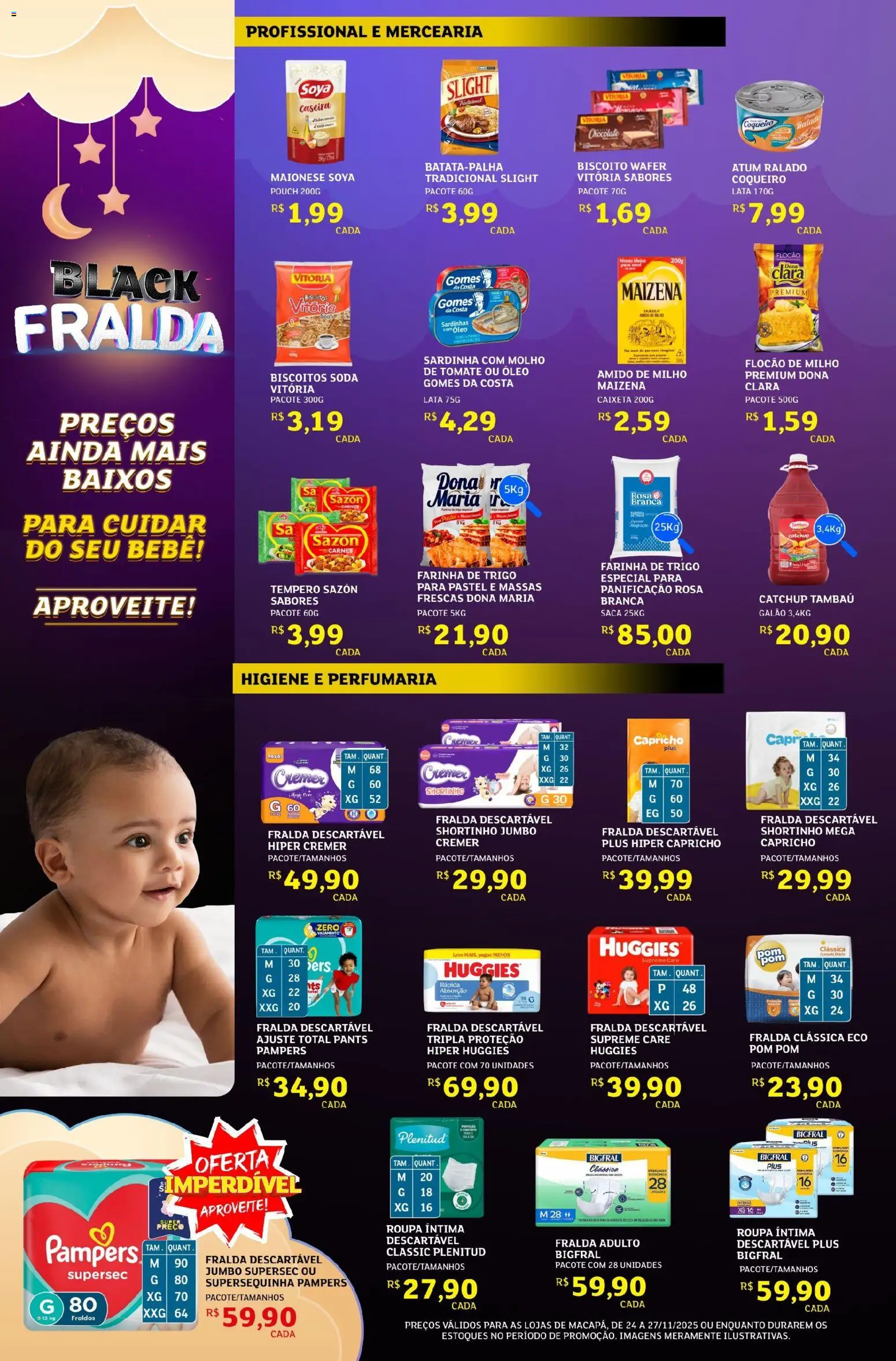 Assaí Atacadista Folheto - válido de 24.11.2025 | Página: 2 | Produtos: Pampers, Farinha de trigo, Soda, Fraldas