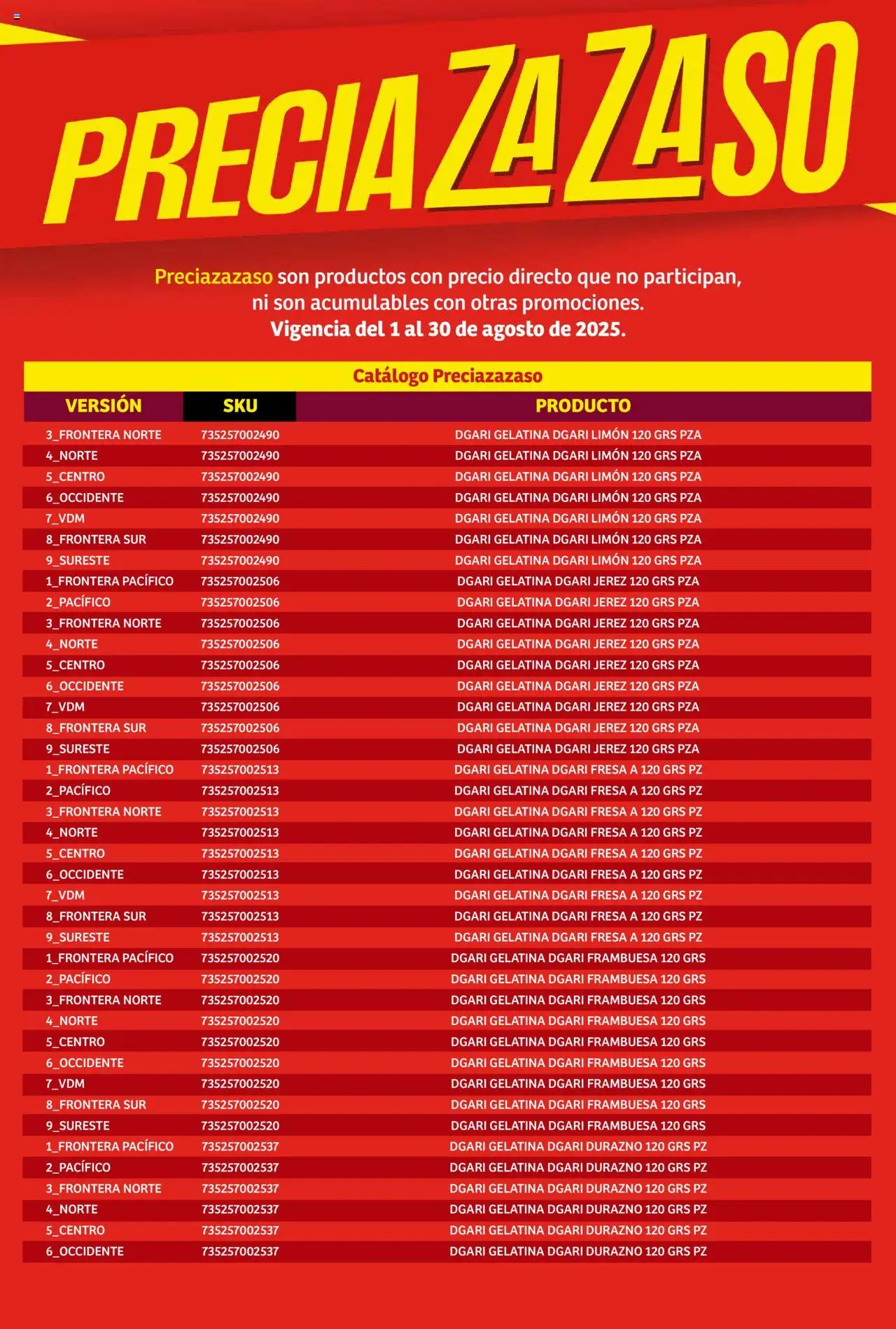 Nuevas ofertas de Soriana válidas en toda la República Mexicana desde el 01.08.2025. ¡Encuentra las mejores ofertas en Soriana - Catálogo Preciazazaso Mercado Nacional! | Página: 64 | Productos: Fresa, Durazno, Gelatina, Limón