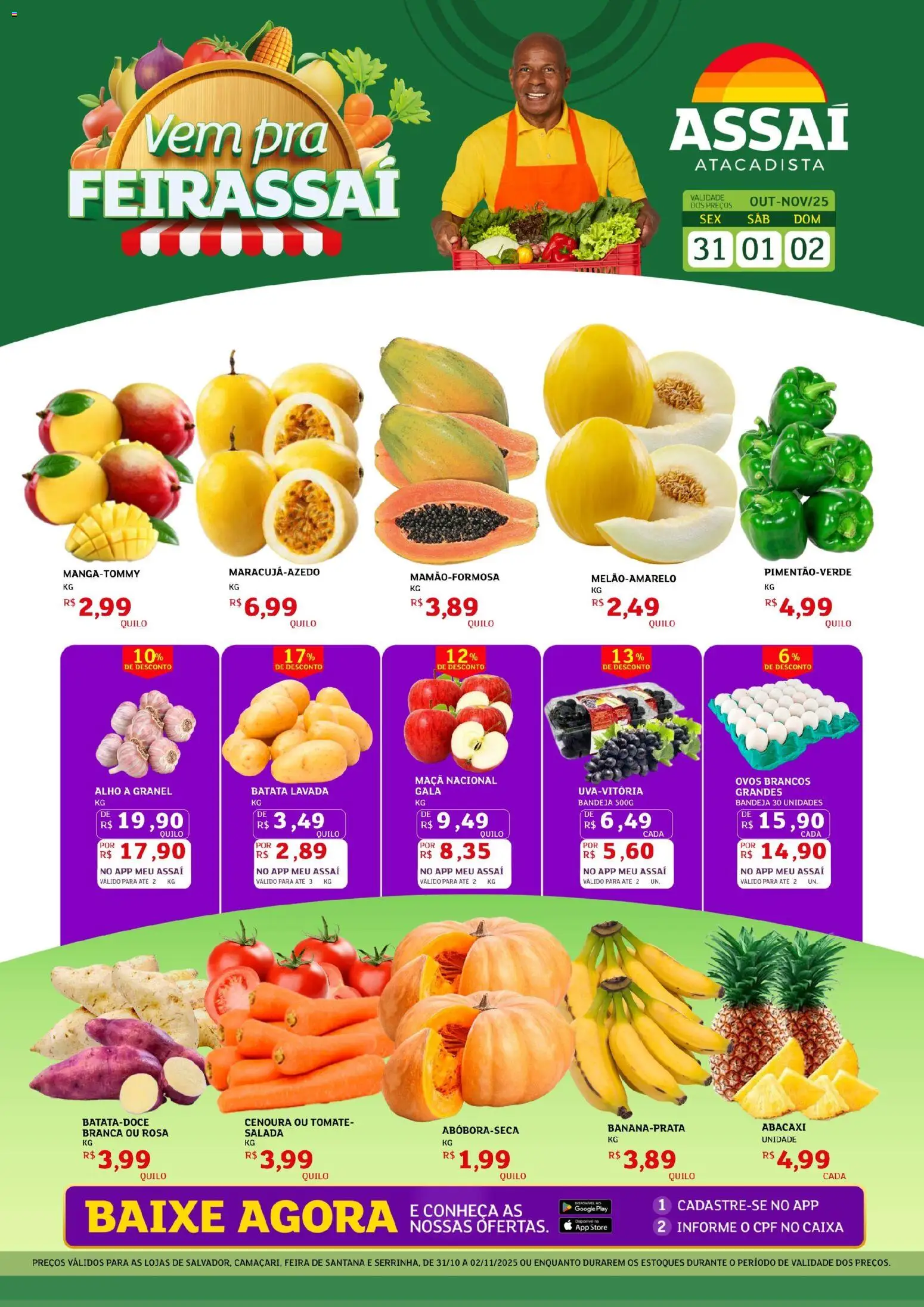 Assaí Atacadista Folheto - válido de 31.10.2025 | Página: 1 | Produtos: Alho, Caixa, Salada, Bandeja