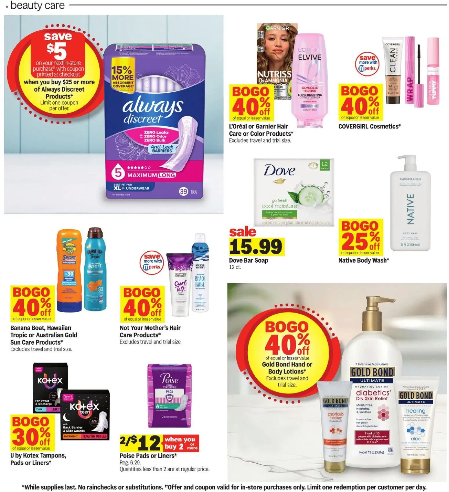 Meijer Weekly Ad - MI - valid from 22.04.2026 | Page: 37 | Products: Soap, Pads, Cream, Body Wash