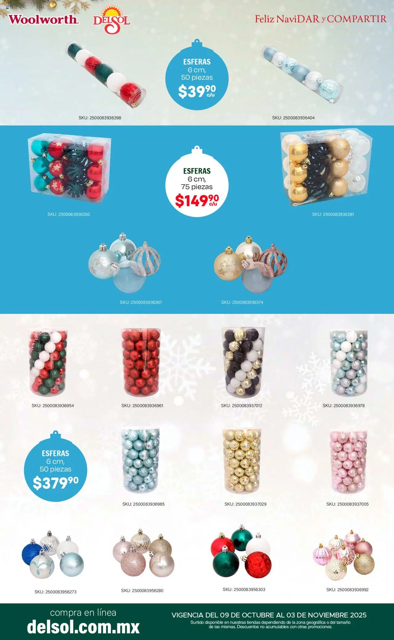Nuevas ofertas de Del Sol y Woolworth válidas en toda la República Mexicana desde el 09.10.2025. ¡Encuentra las mejores ofertas en Del Sol y Woolworth - Catálogo Feliz NaviDar y Compartir ! | Página: 11