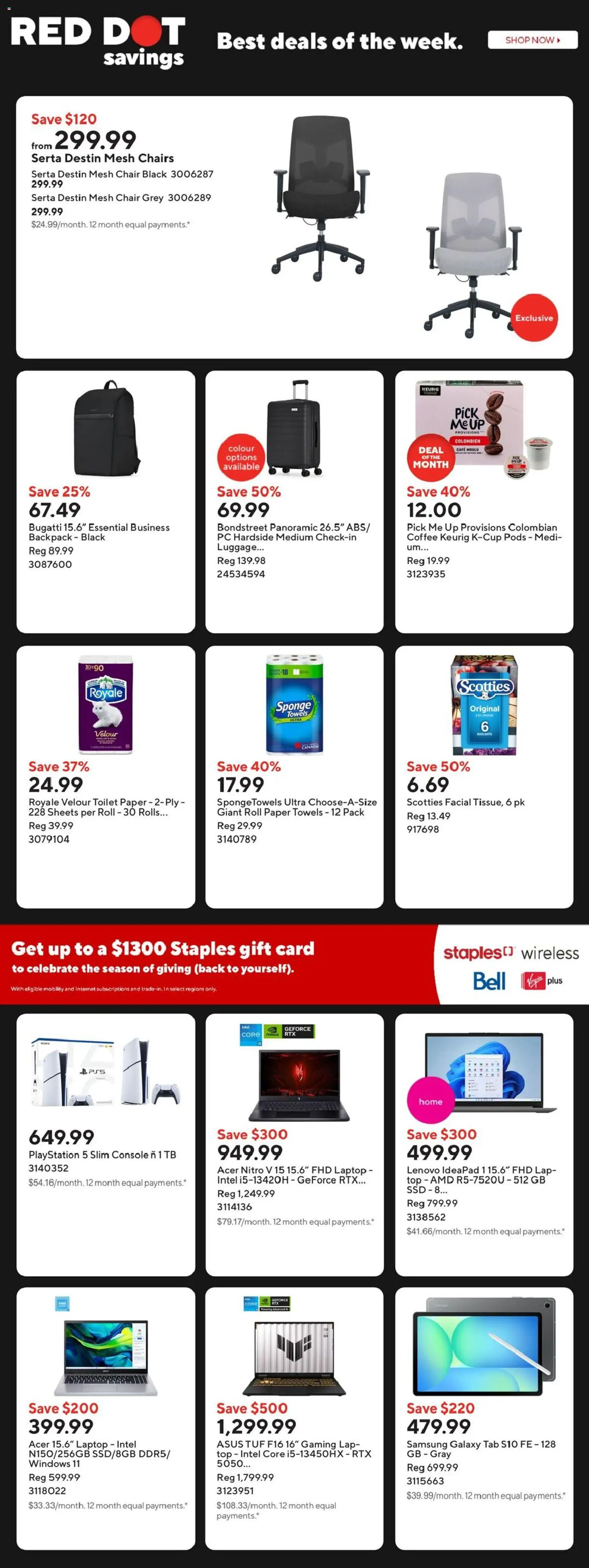 Staples flyer valid from 01.01.2026 | Page: 2 | Products: Luggage, PC, Playstation, Chair