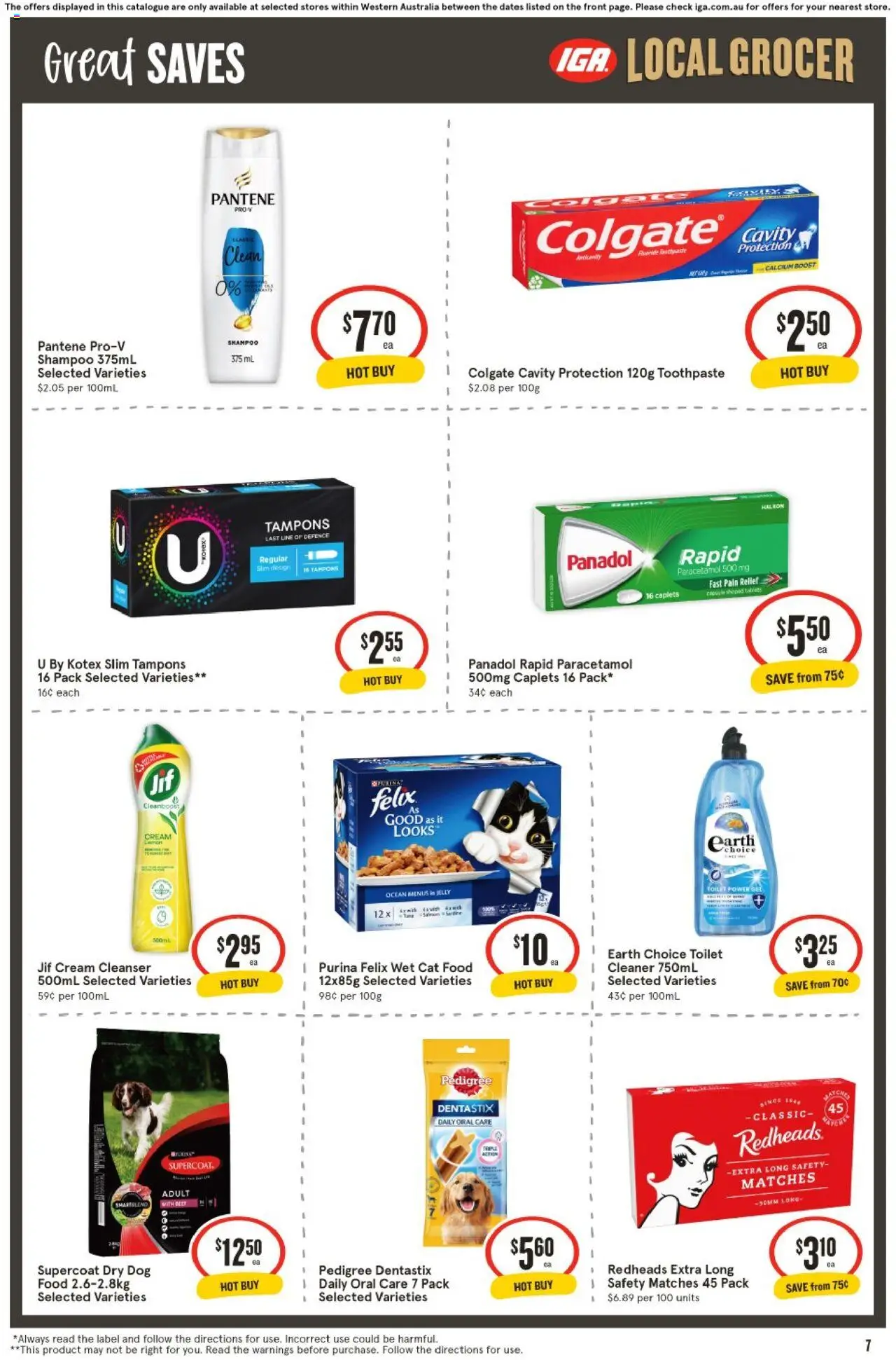 IGA catalogue - valid from 03.09.2025 | Page: 7 | Products: Beef, Tampons, Tablets, Pain relief