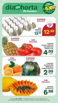 Supermercado Guanabara Folheto - válido de 26.08.2025 | Página: 1 | Produtos: Suco, Abacaxi, Mamão, Brócolis