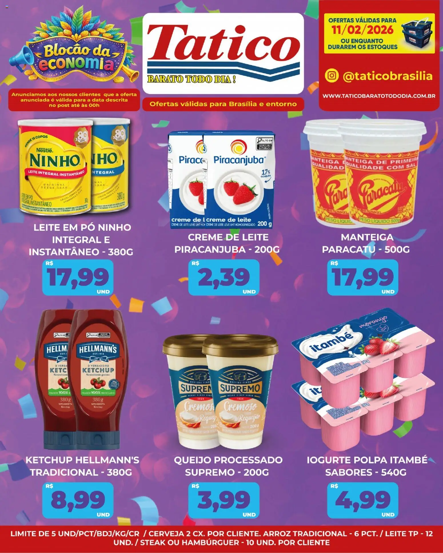 Tatico Folheto - válido de 11.02.2026 | Página: 5 | Produtos: Leite integral, Ketchup, Copos, Requeijão
