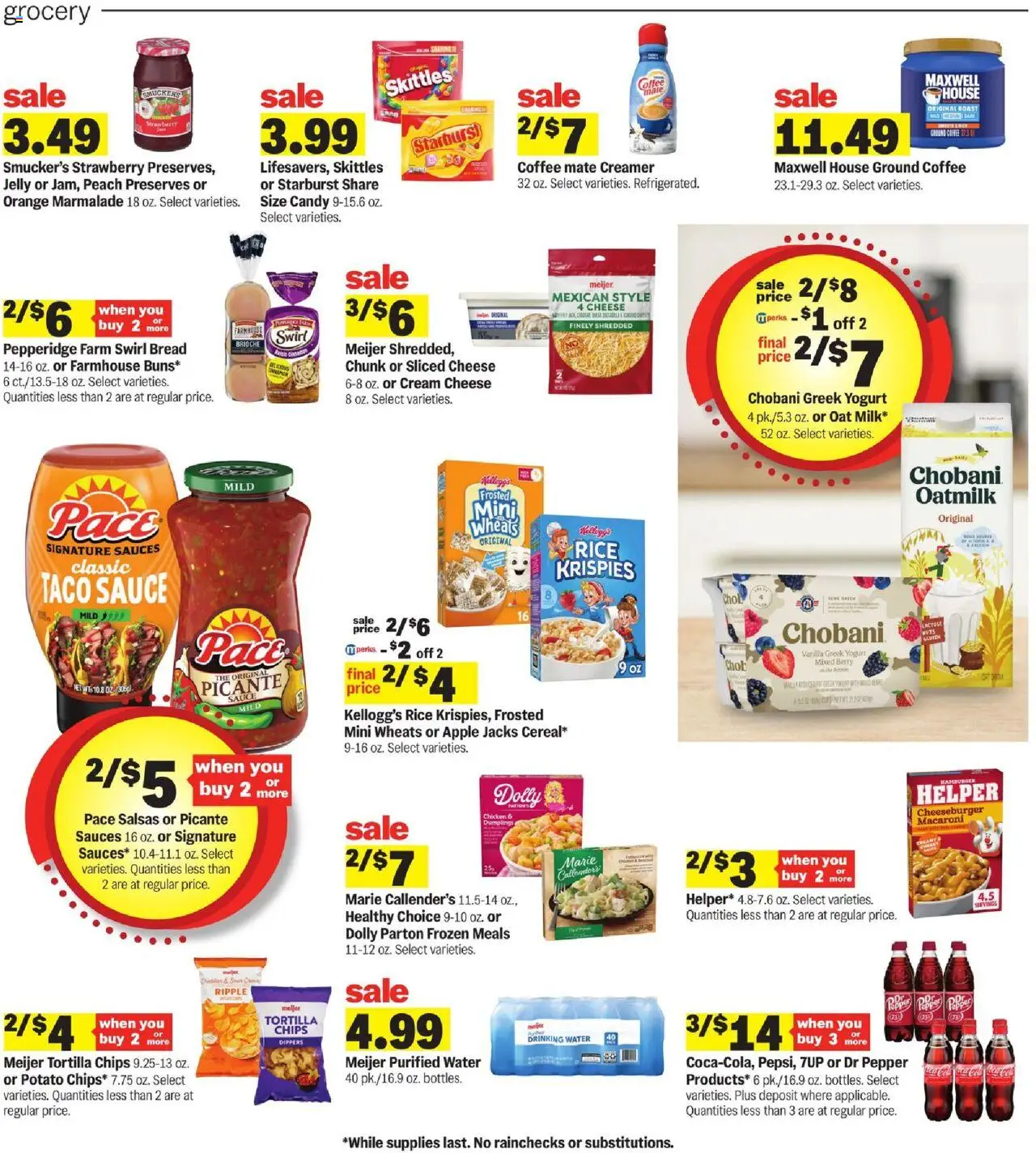 Meijer Weekly Ad - valid from 03.08.2025 | Page: 3 | Products: Cheese, Chips, Cream, Water