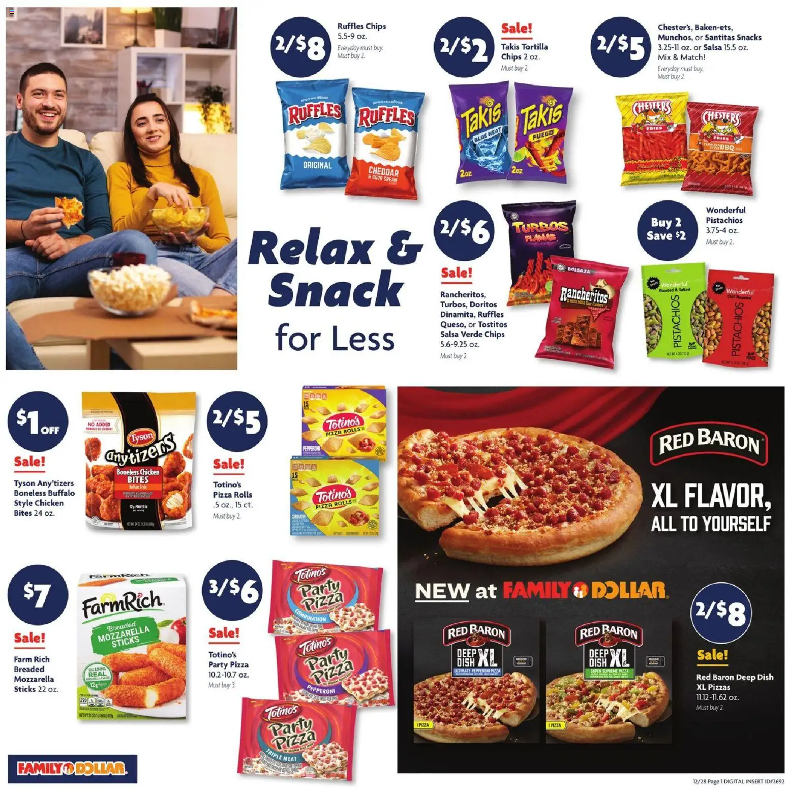 Family Dollar Current Ad - TX - valid from 28.12.2025 | Page: 3 | Products: Pizza, Sour cream, Chips, Cream
