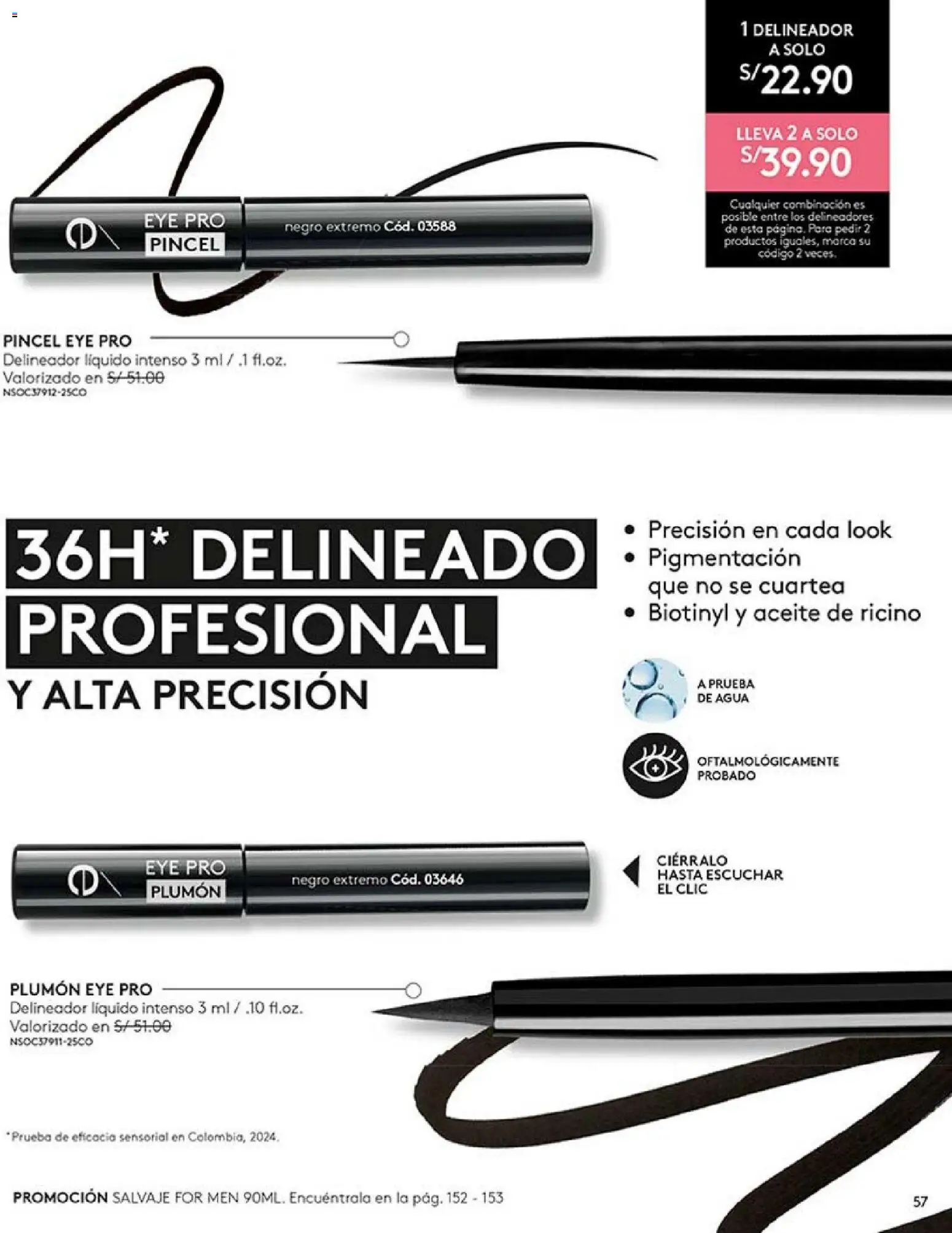 Catálogo Ésika válido desde 04.04.2026 | Página: 57 | Productos: Delineador, Pincel, Aceite